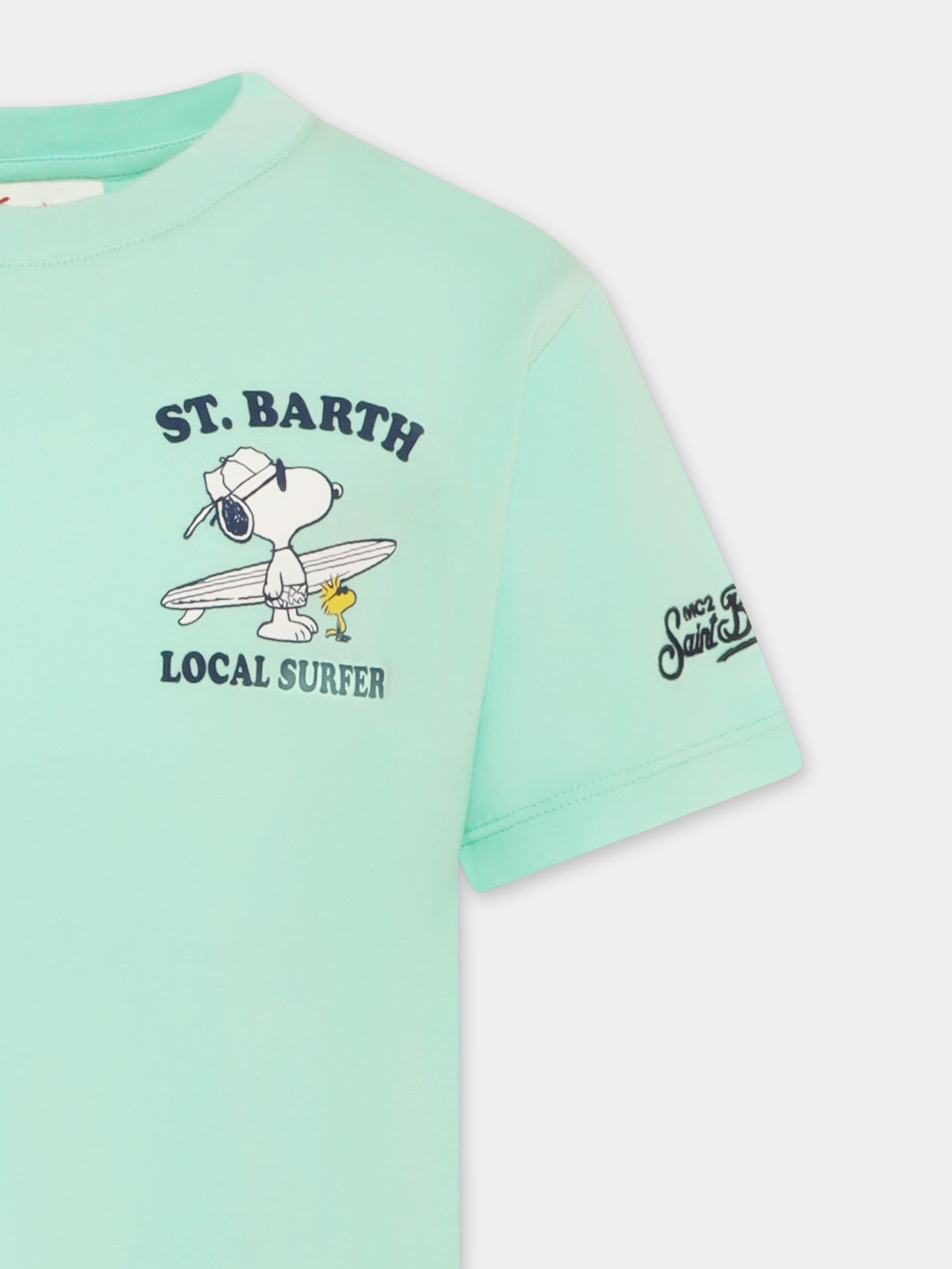 T-shirt verde per bambino con Snoopy