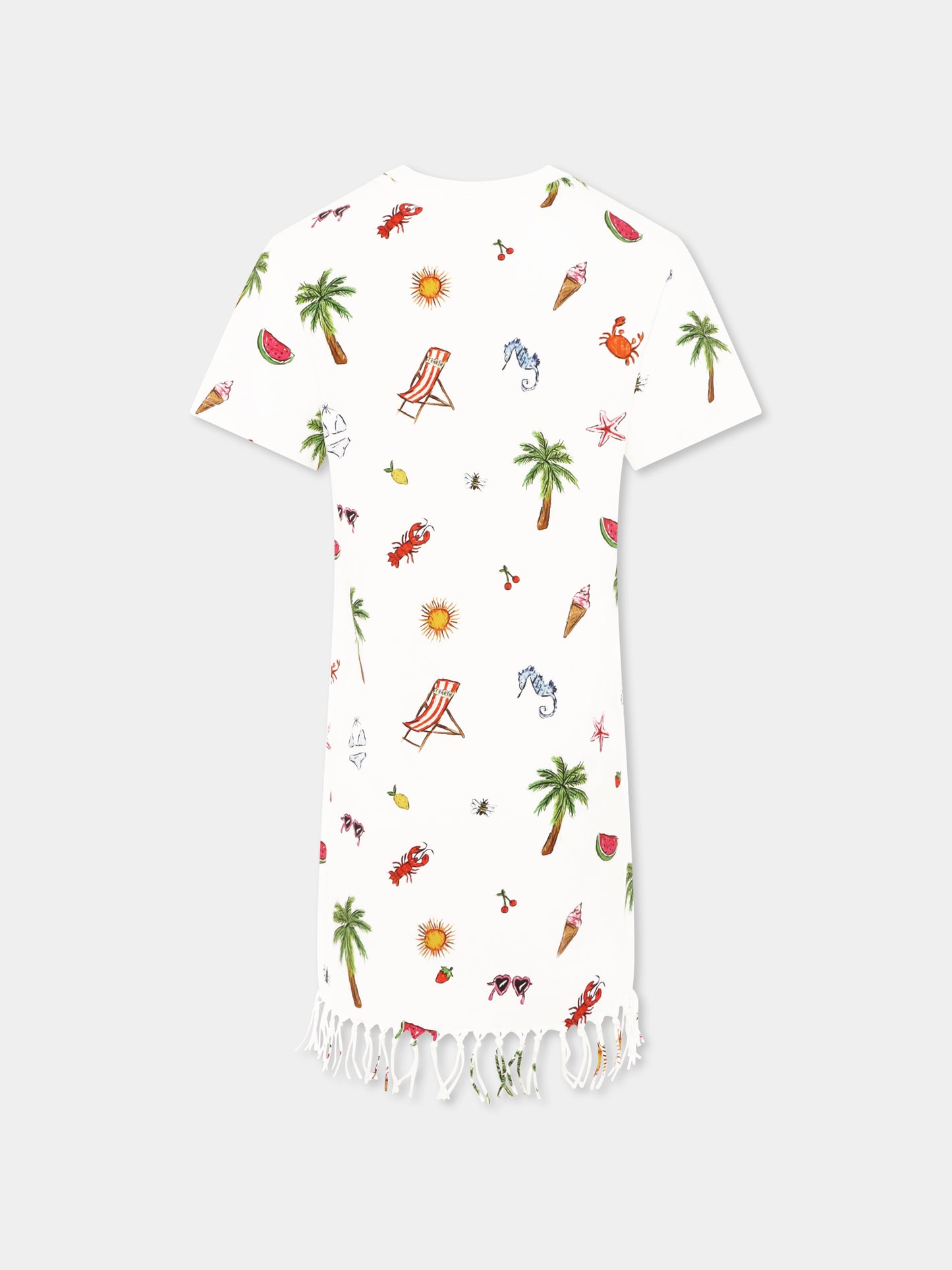 Vestito bianco per bambina con stampa estiva all over