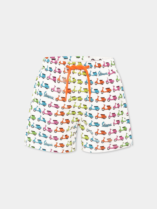 Boxer mare multicolor per bambino con Vespa all over