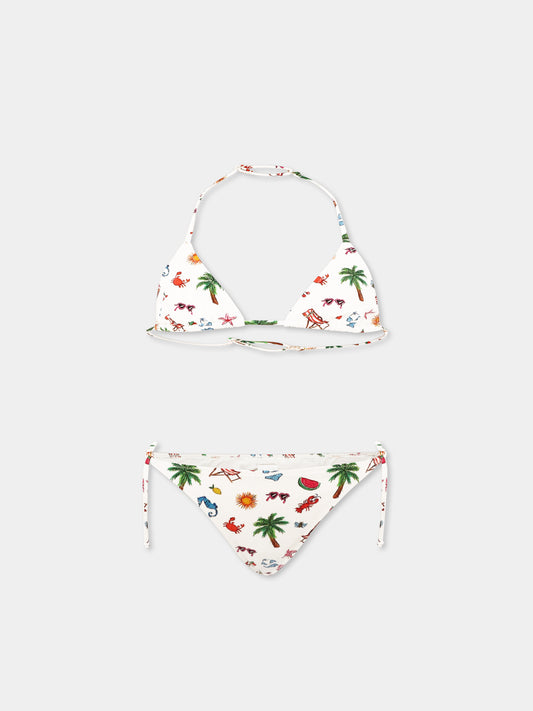 Bikini multicolor per bambina con stampa estiva
