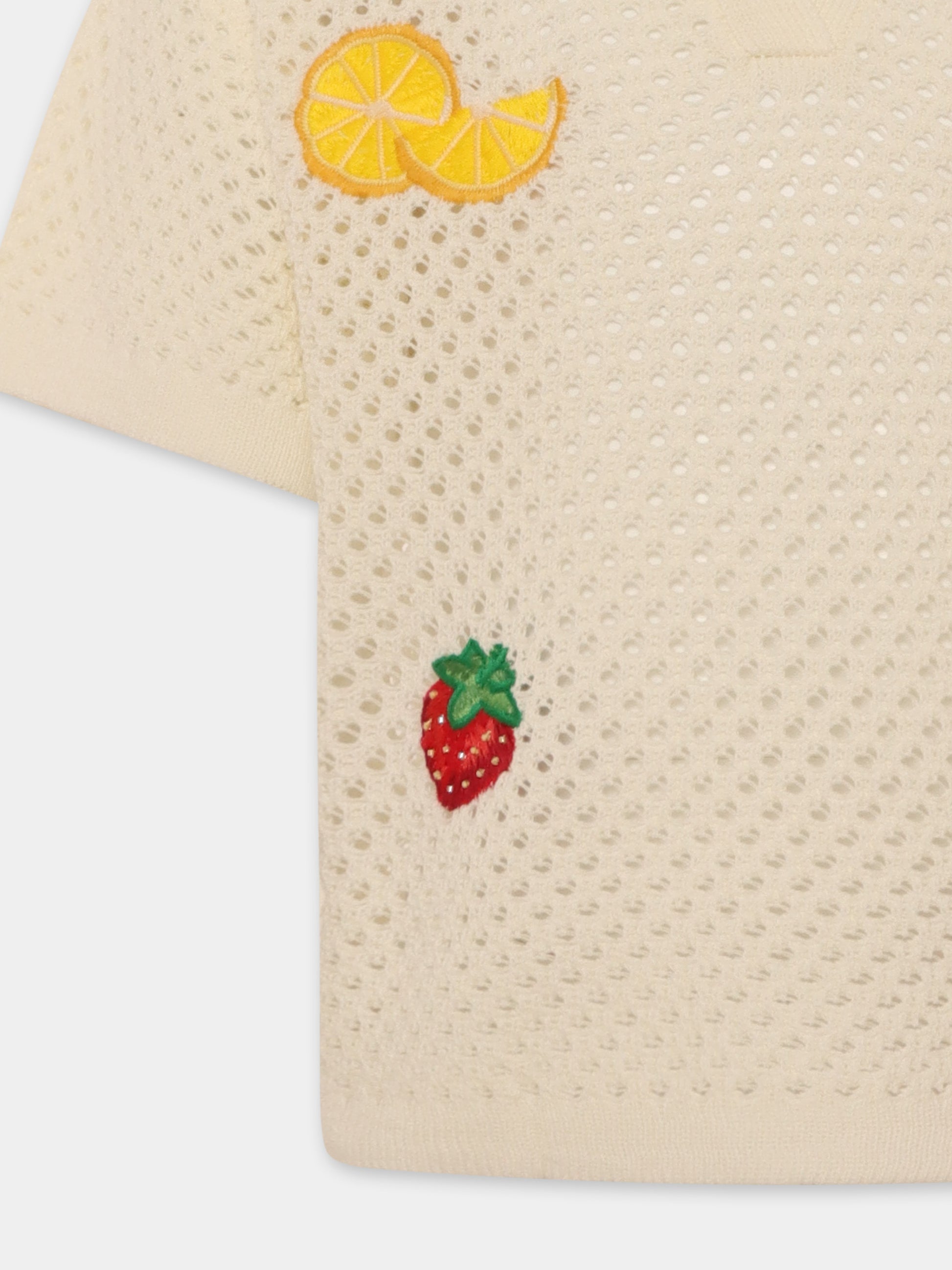 Polo avorio per bambina con frutta,Mc2 Saint Barth,PIX0002 01026H