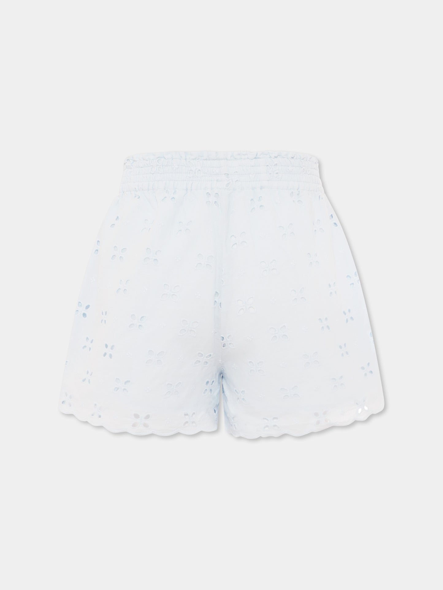 Shorts celesti per bambina con fiori