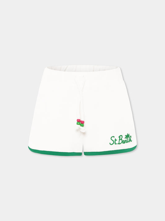 Shorts bianchi per bambina con logo