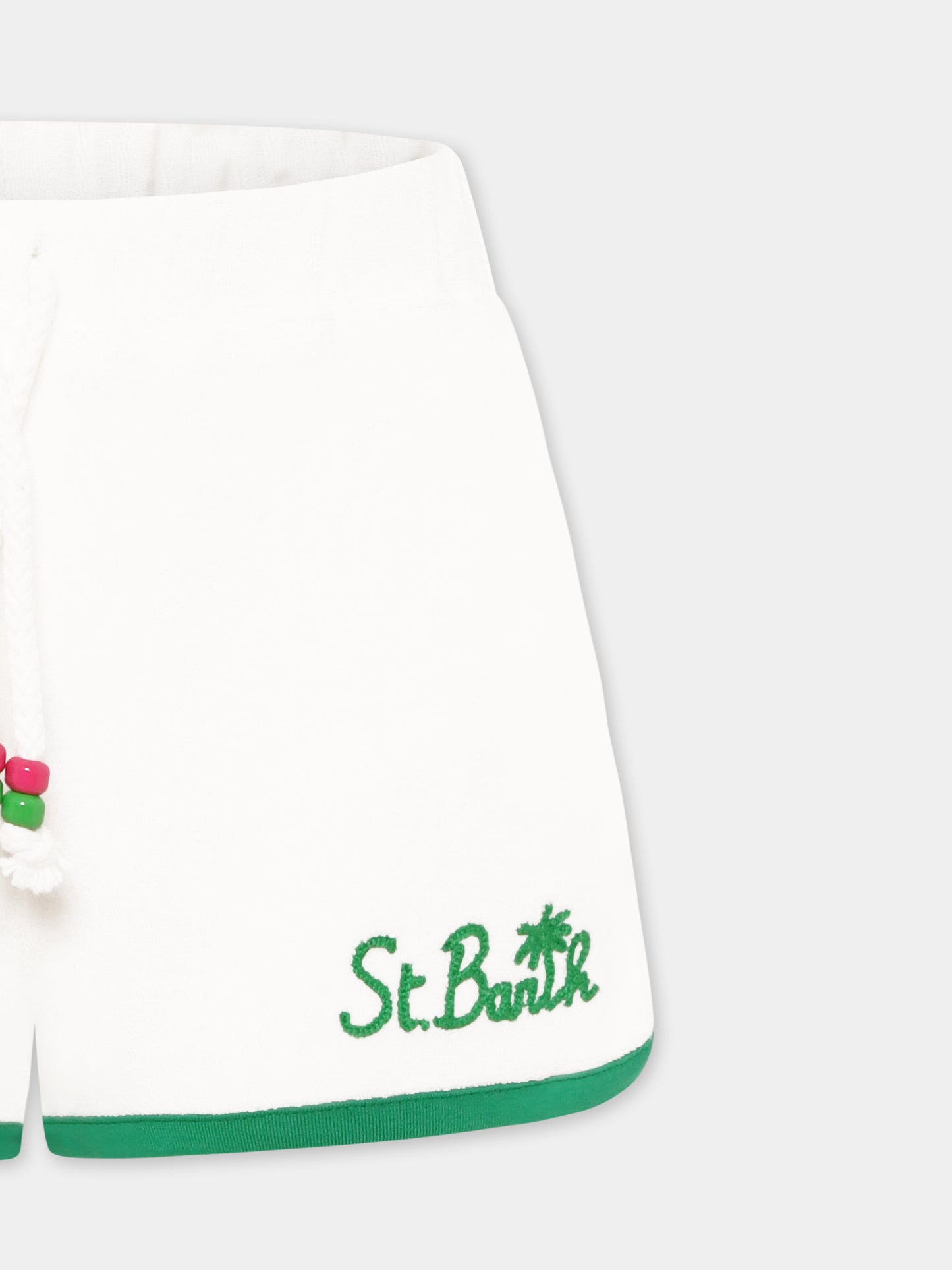Shorts bianchi per bambina con logo