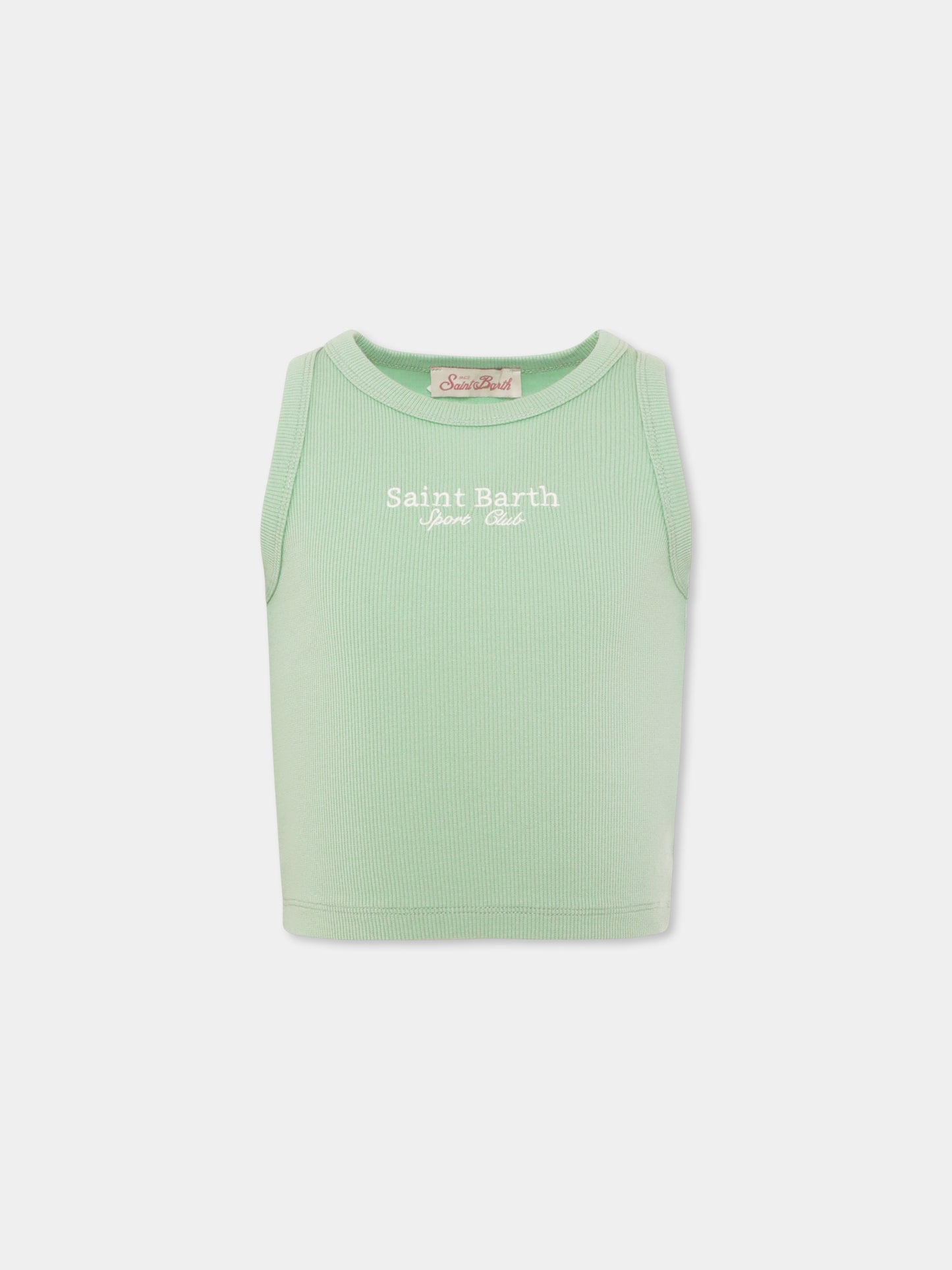 Canotta crop verde per bambina con scritta