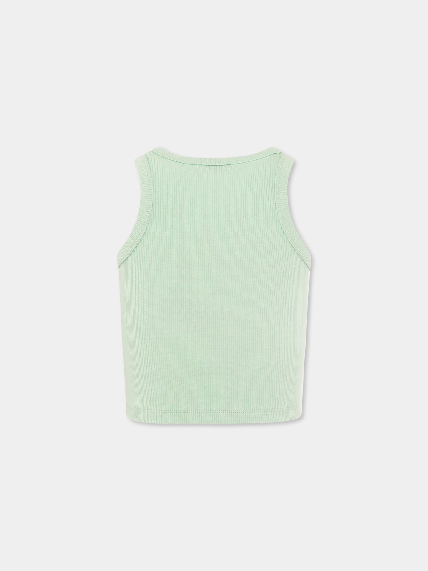 Canotta crop verde per bambina con scritta