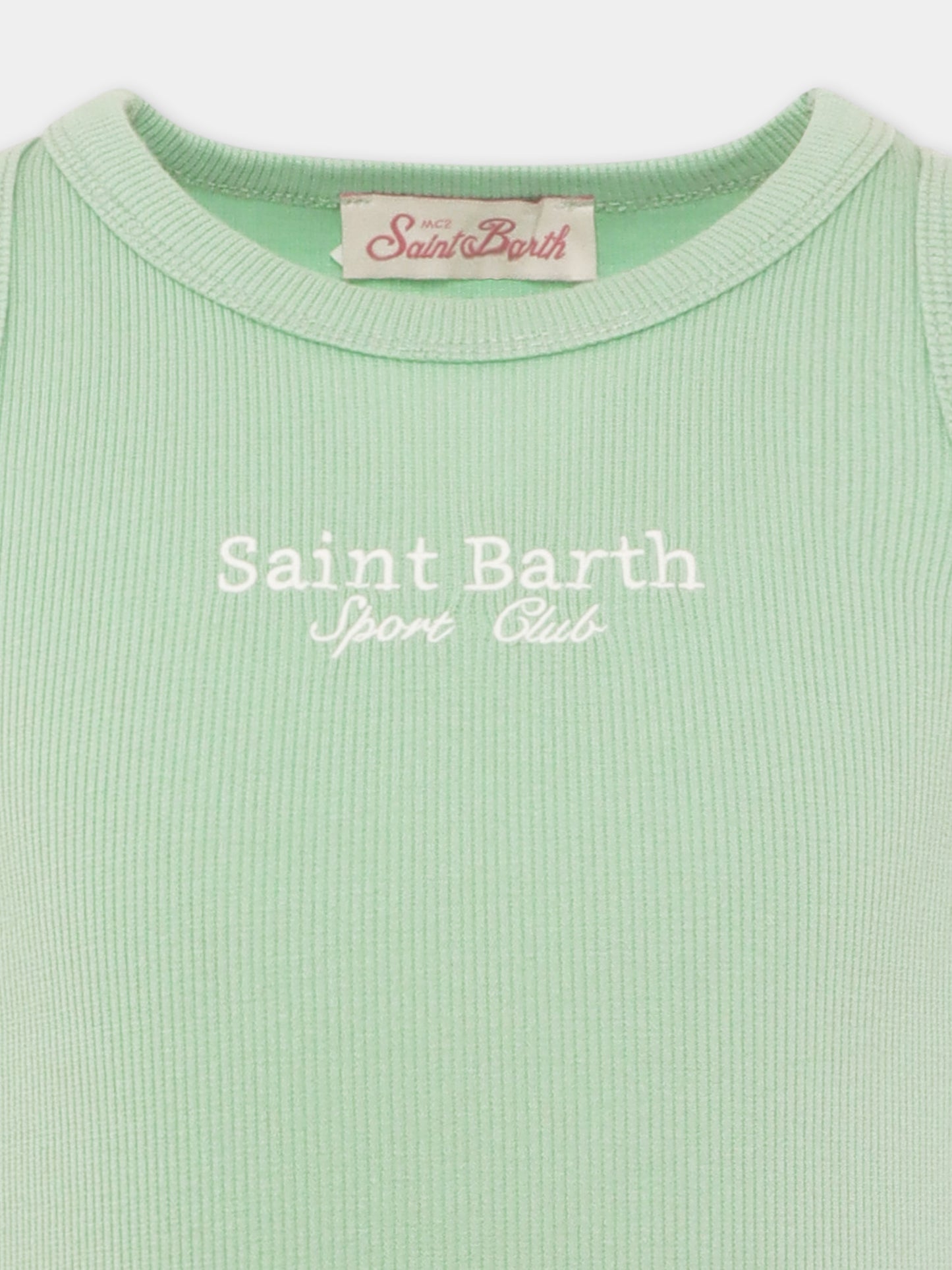 Canotta crop verde per bambina con scritta
