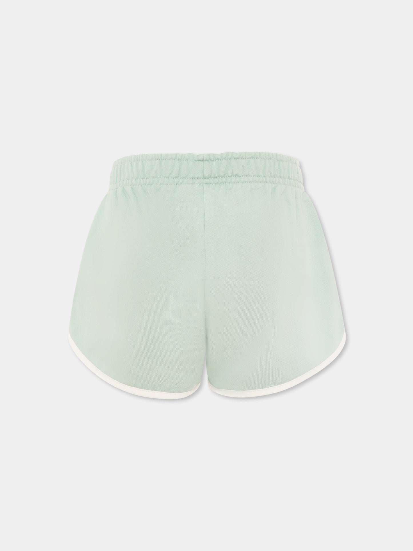 Shorts verdi per bambina con logo