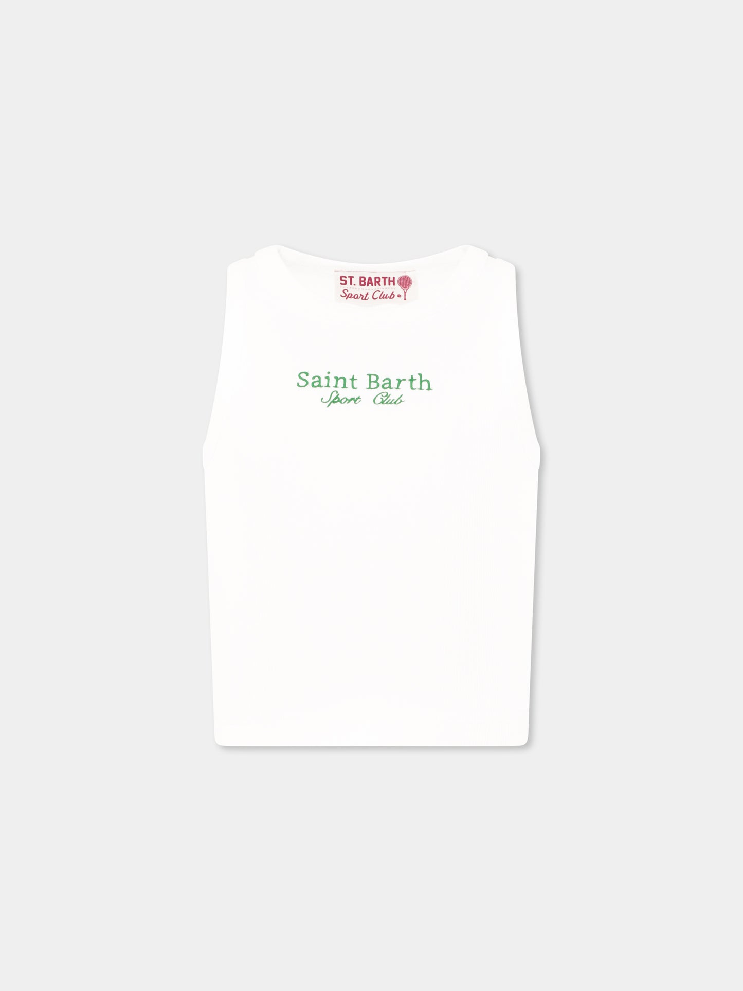 Canotta crop bianca per bambina con scritta