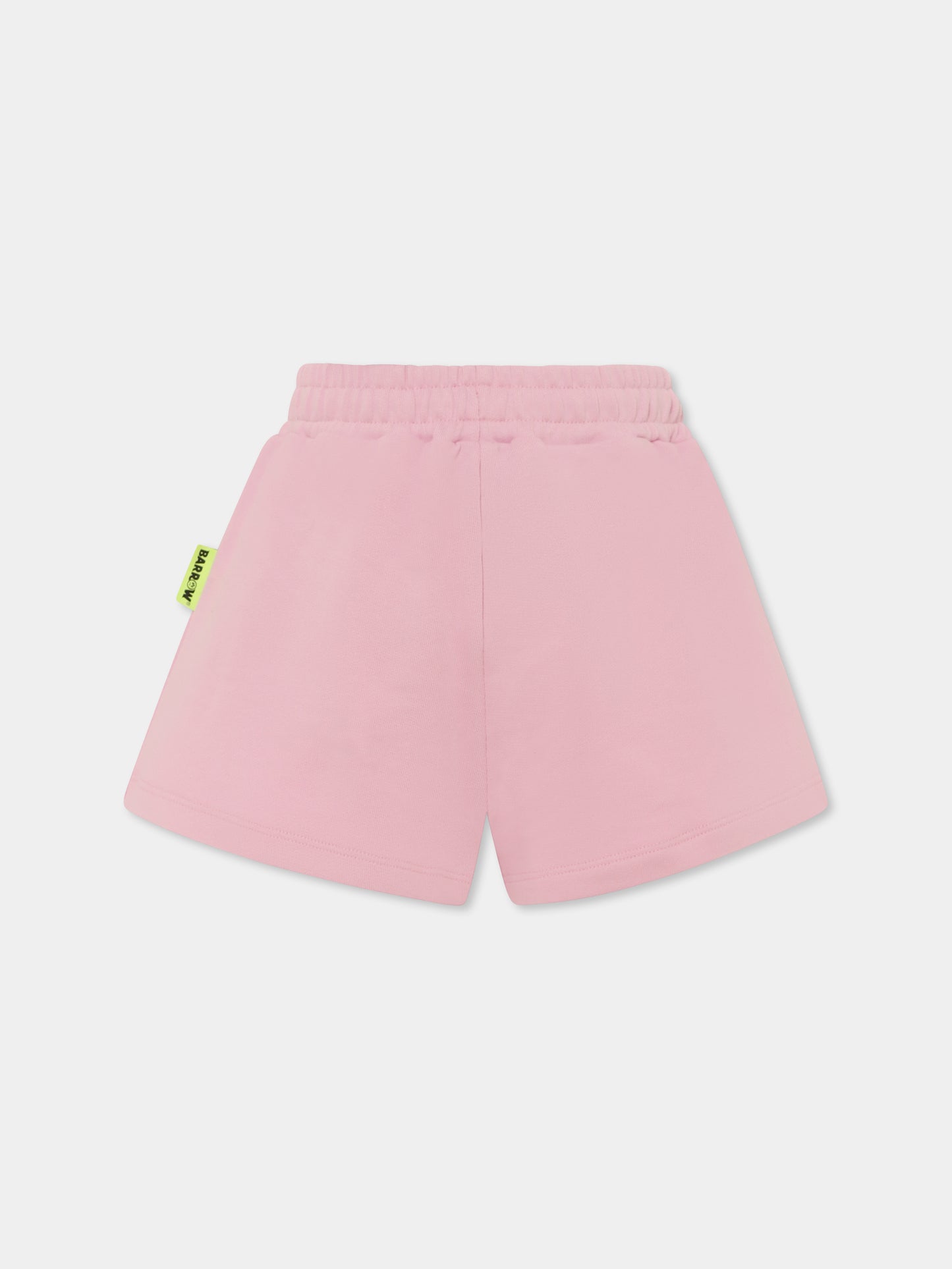 Shorts rosa per bambina con logo e smile,Barrow,S5BKJGSH154 BW014