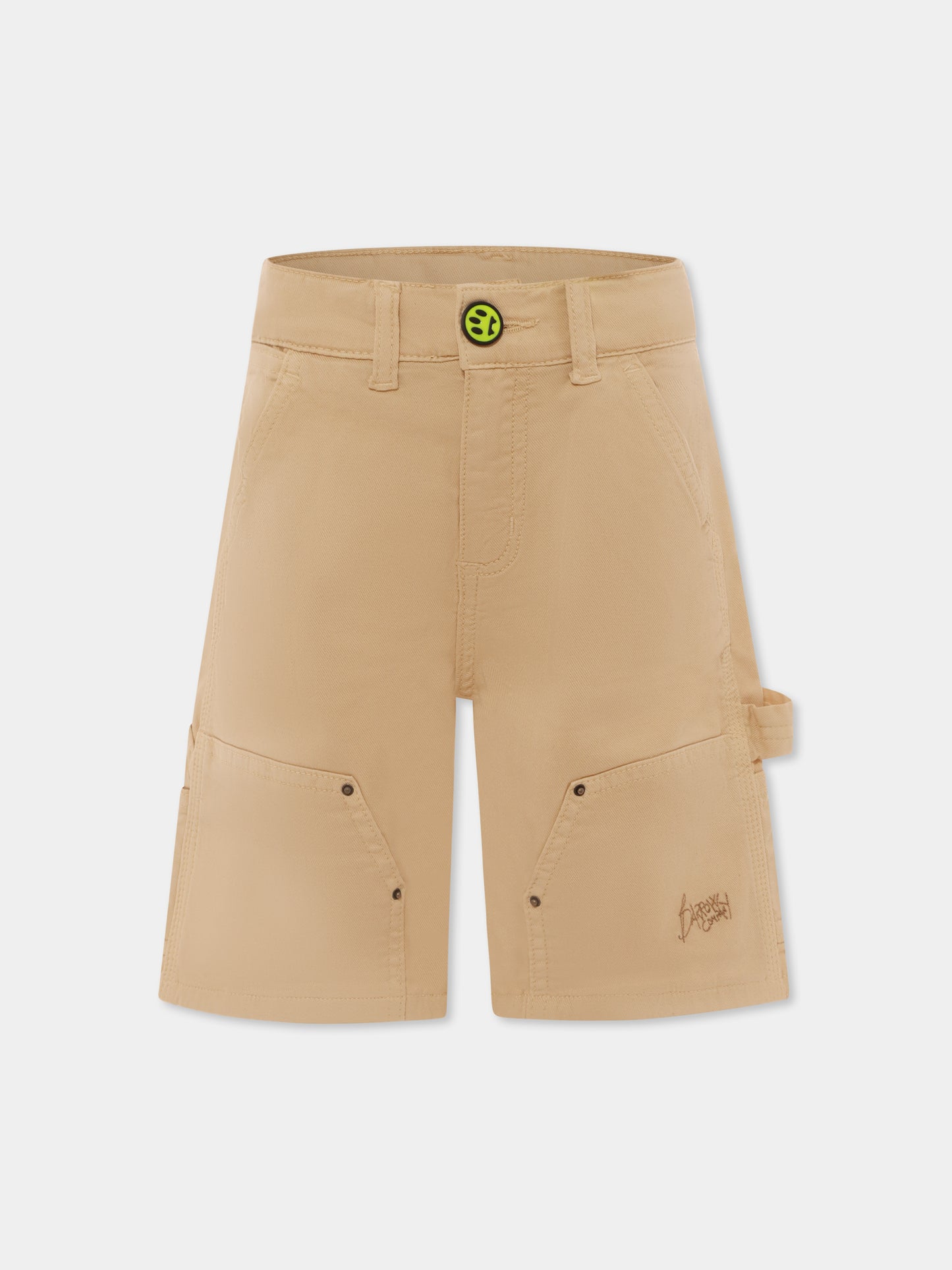 Shorts beige per bambini con smile e logo