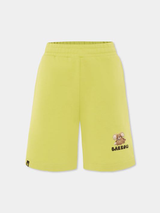 Shorts verdi per bambini con stampa Bear
