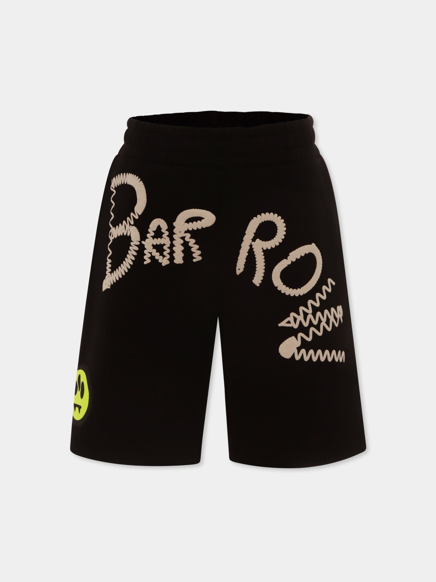 Shorts neri per bambini con logo e smiley