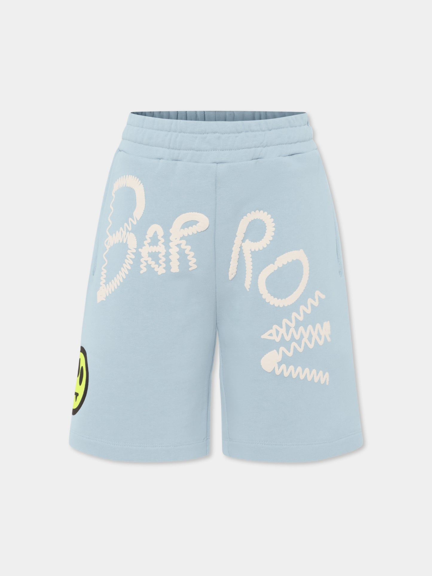 Shorts celesti per bambini con logo e smiley