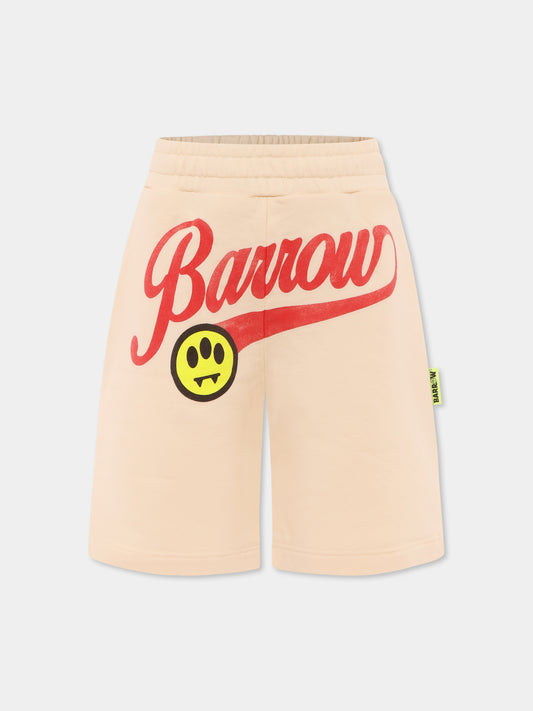Shorts avorio per bambini con logo