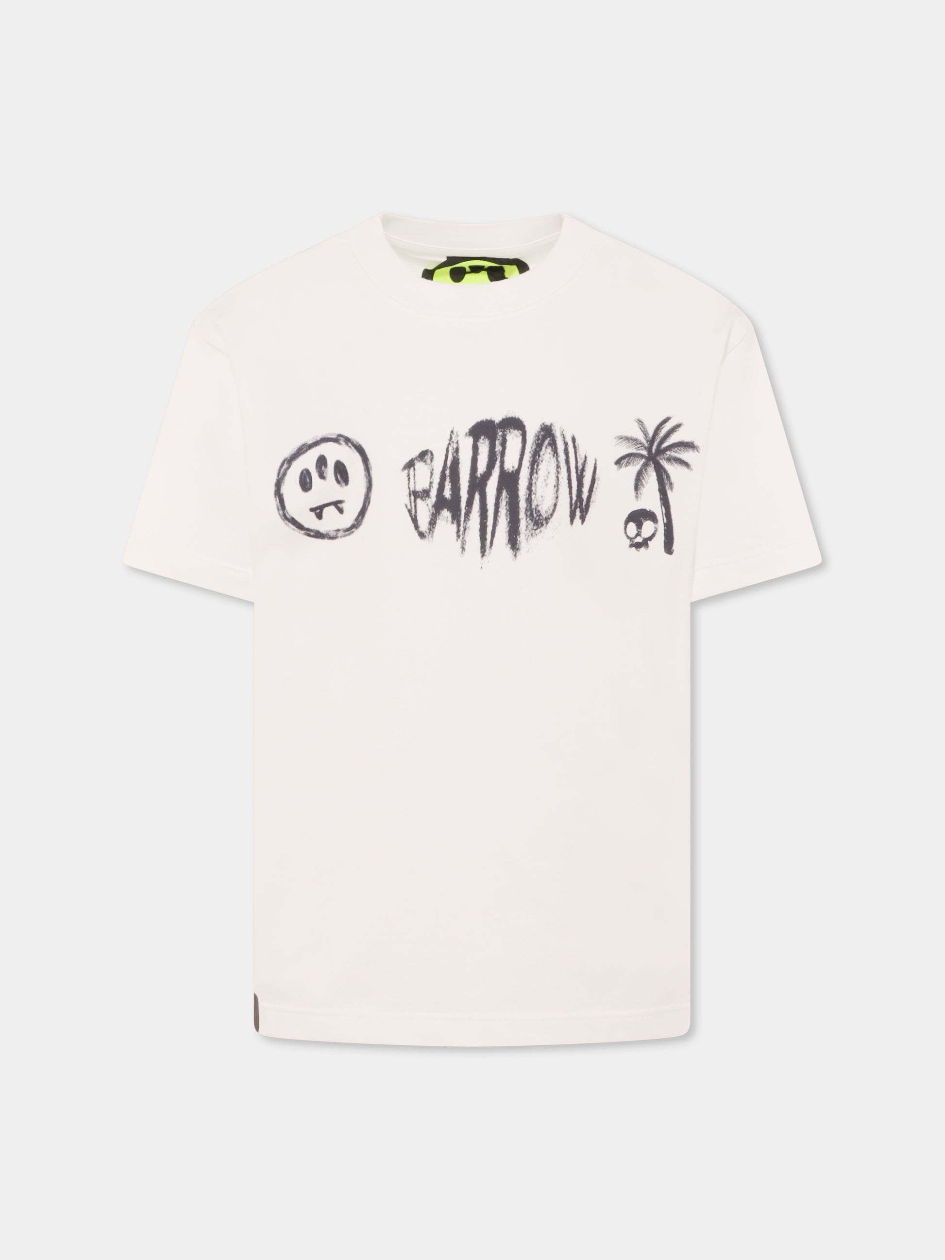 T-shirt bianca per bambini con smile e palma,Barrow,S5BKJUTH058 002