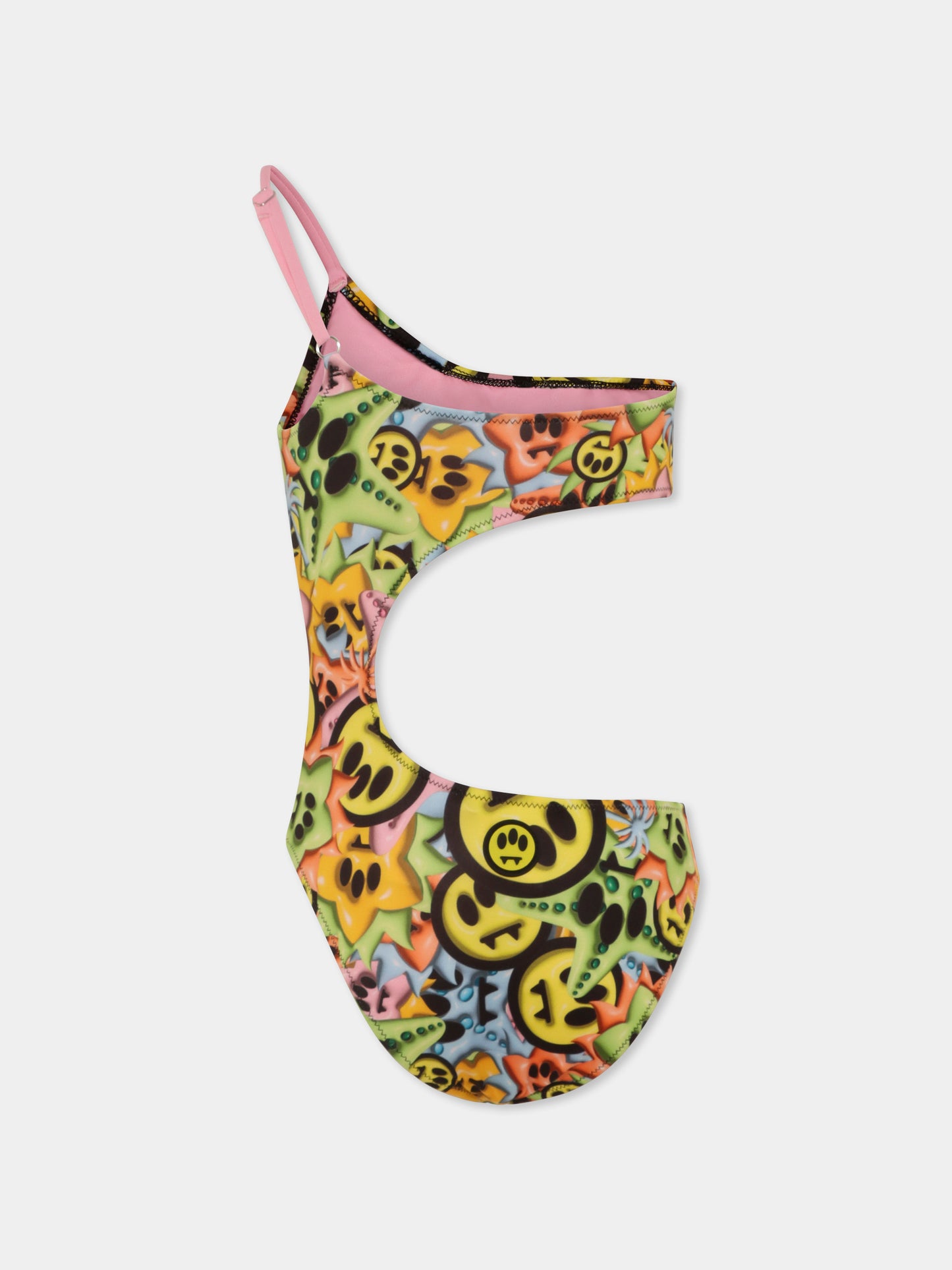 Costume intero multicolor per bambina con smile all over,Barrow,S5BKJGSM185 140