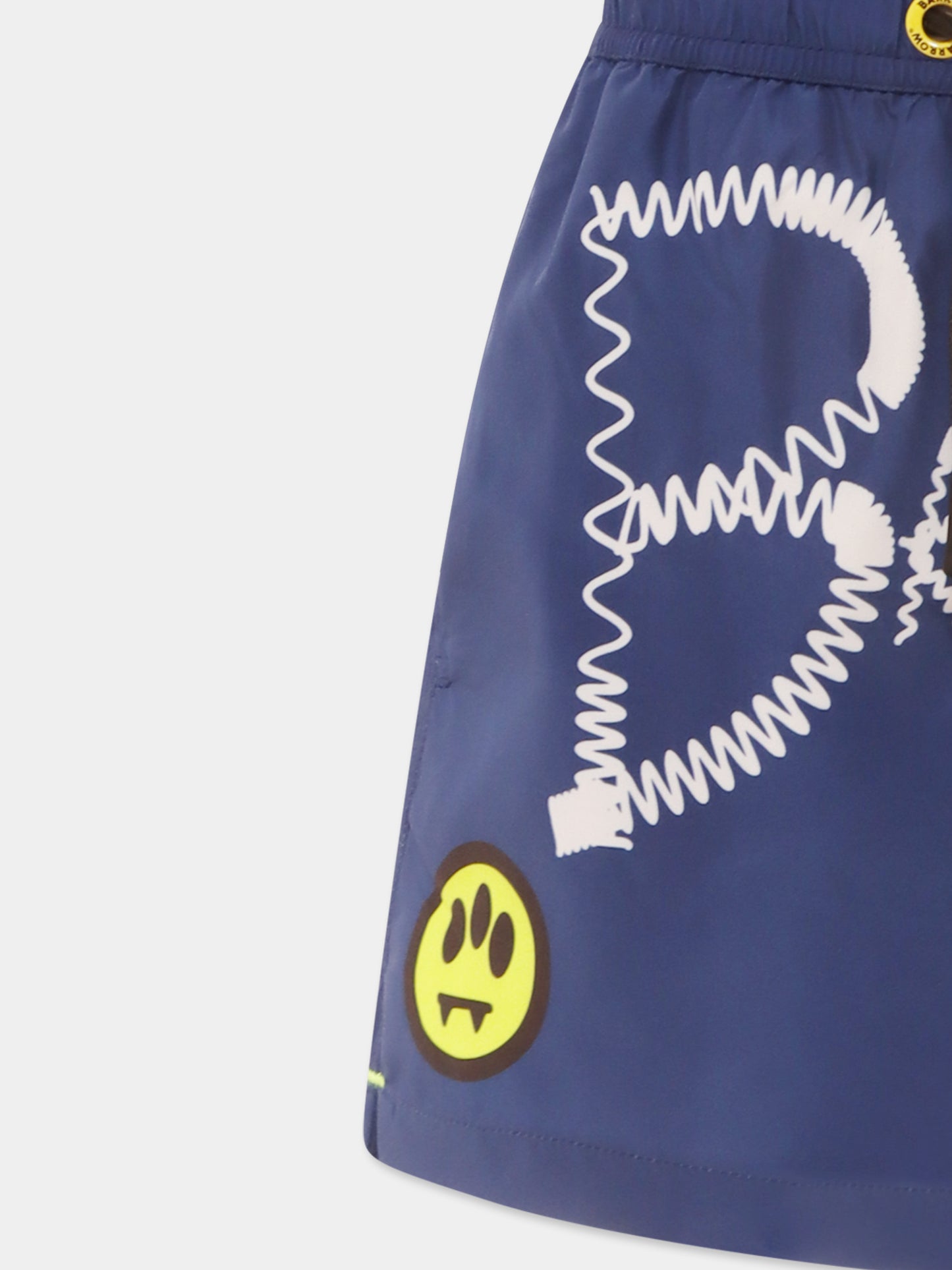 Boxer mare blu per bambino con logo e smile,Barrow,S5BKJUSS088 060