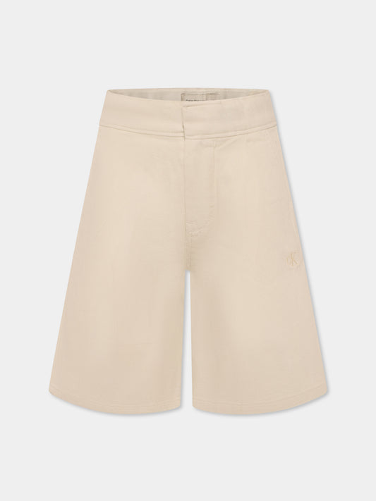 Shorts beige per bambino con logo,Calvin Klein Kids,25S CKIG0IG02884J IG0IG02884 YAS
