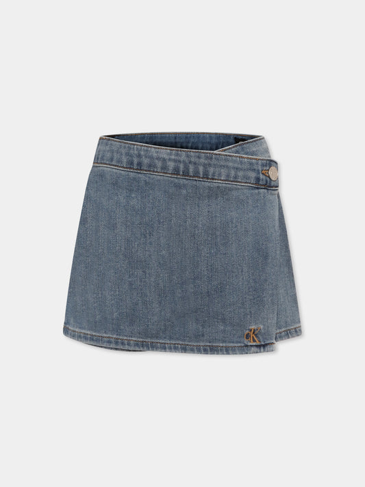 Shorts denim per bambina con logo,Calvin Klein Kids,25S CKIG0IG02887J IG0IG02887 1A4