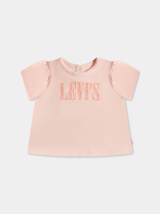 T-shirt rosa per neonata con logo