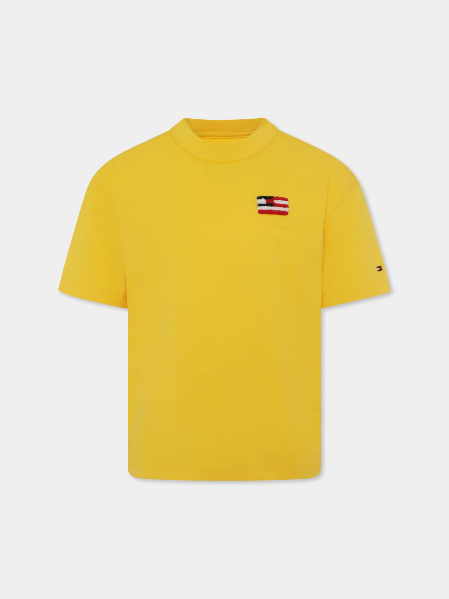 T-shirt gialla per bambino con bandierina,Tommy Hilfiger Junior,25S THKB0KB09531J KB0KB09531 ZGQ
