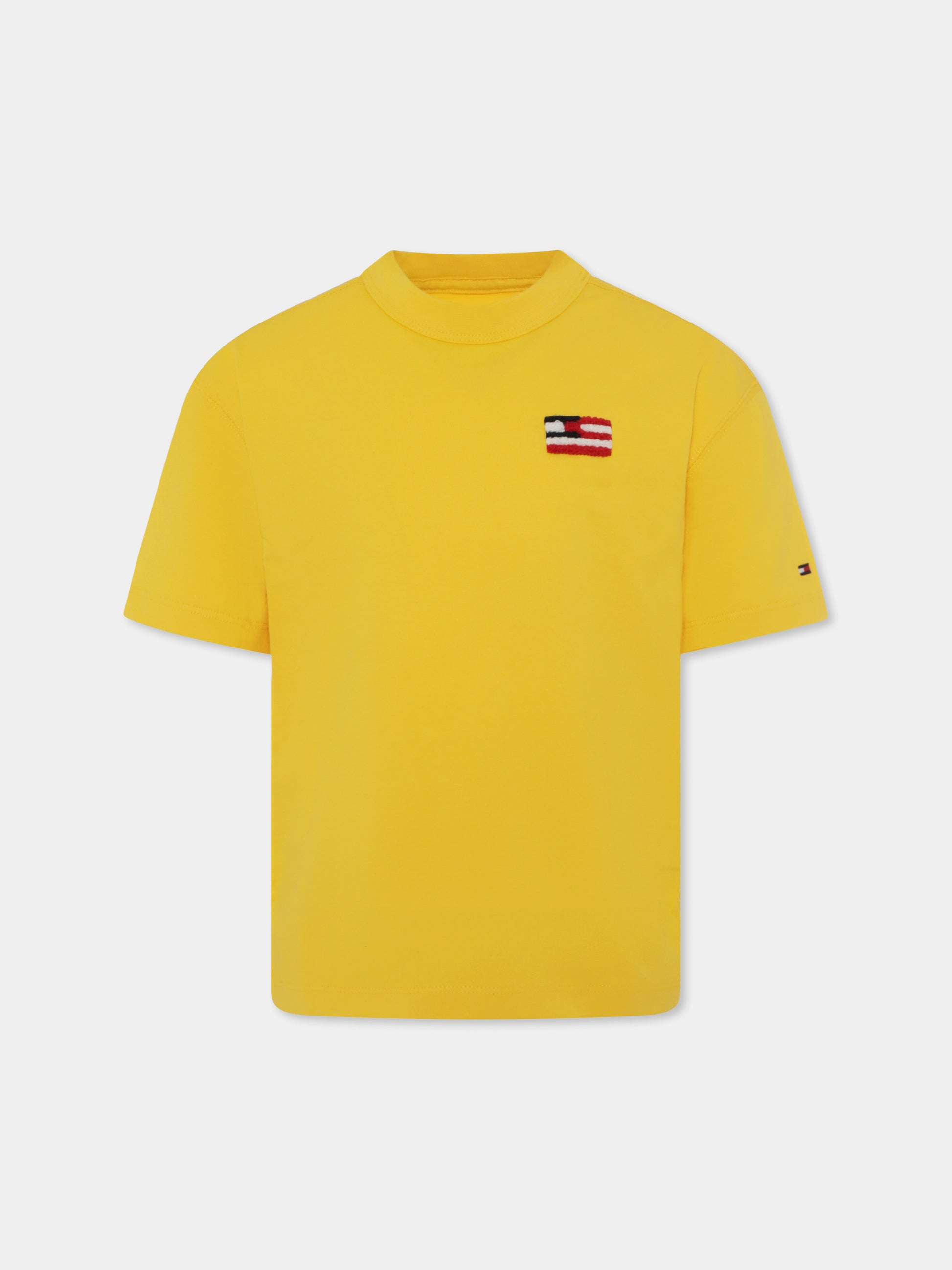 T-shirt gialla per bambino con bandierina,Tommy Hilfiger Junior,25S THKB0KB09531J KB0KB09531 ZGQ