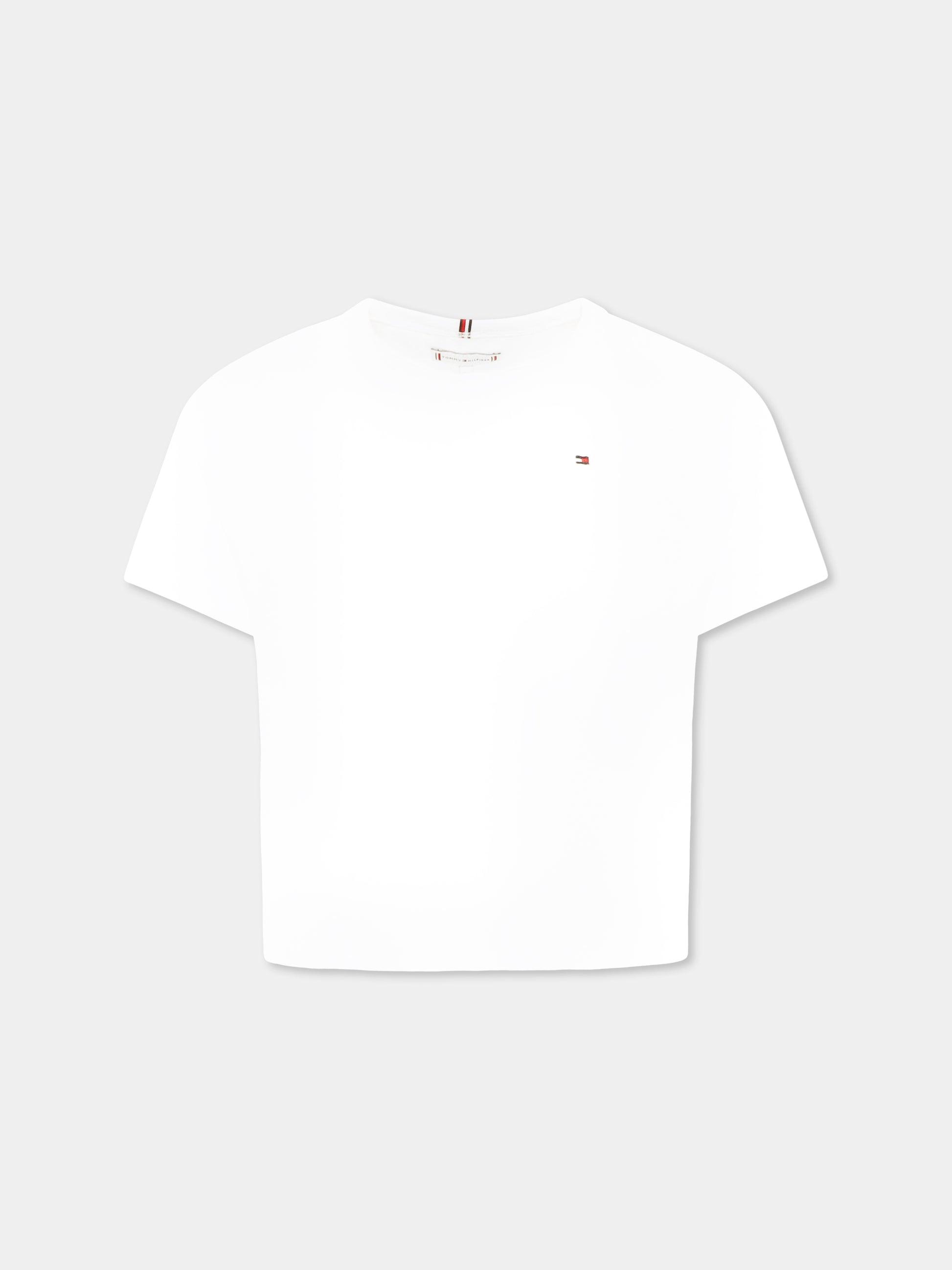T-shirt bianca per bambina con bandierina,Tommy Hilfiger Junior,25S THKG0KG08555J KG0KG08555 YBR