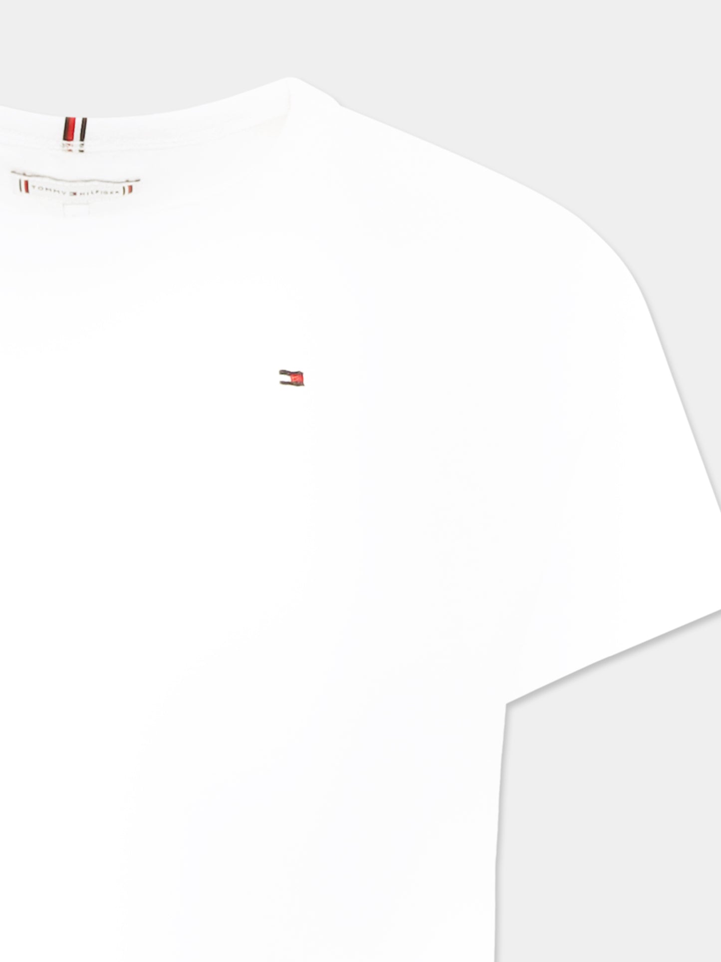 T-shirt bianca per bambina con bandierina,Tommy Hilfiger Junior,25S THKG0KG08555J KG0KG08555 YBR