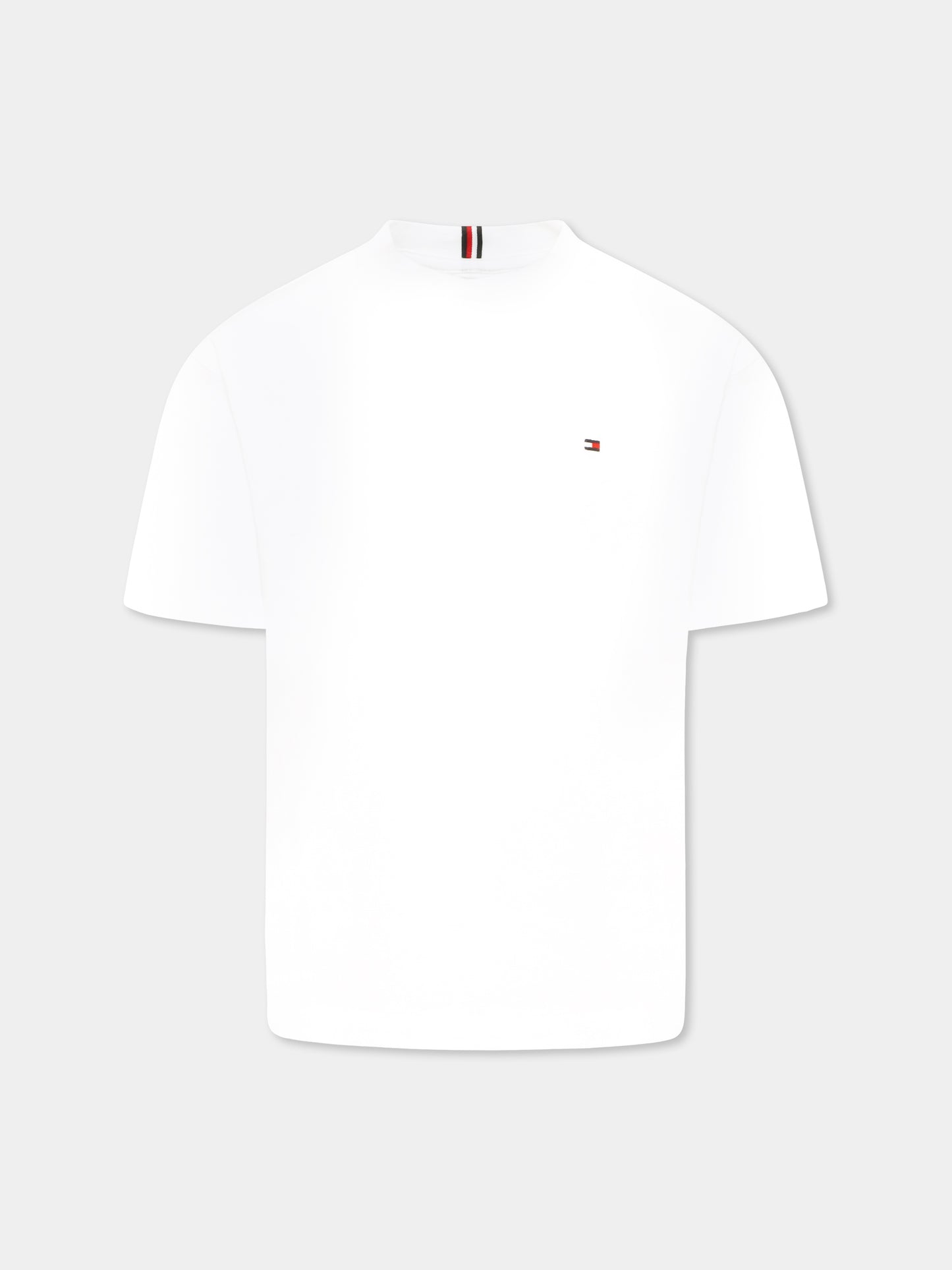T-shirt bianca per bambini con bandierina,Tommy Hilfiger Junior,24F THKB0KB09601J KB0KB09601 YBR