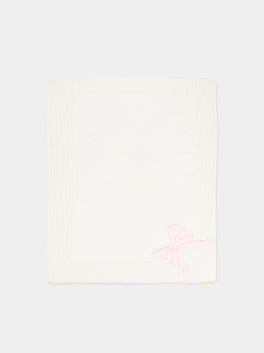 Coperta avorio per neonata con fiocco,Gensami,COP-FIOCCOT-WE