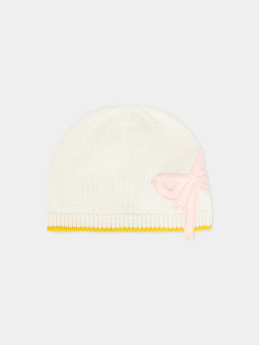 Cappello avorio per neonata con fiocco,Gensami,CAP-FIOCCOT-WE
