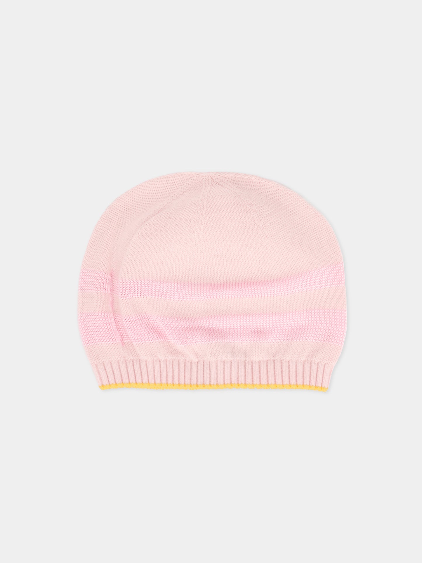 Berretto rosa per neonata con filo giallo,Gensami,CAP-STR-CO BABY PINK