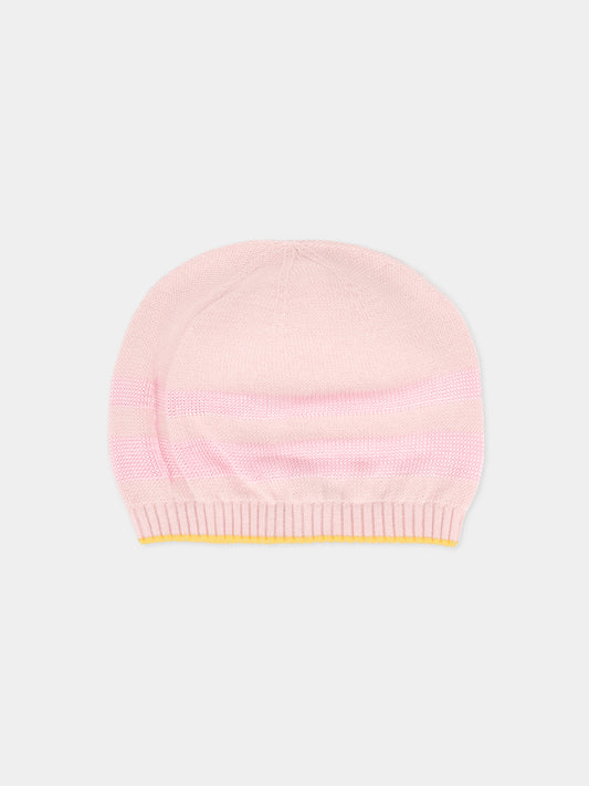 Berretto rosa per neonata con filo giallo,Gensami,CAP-STR-CO BABY PINK