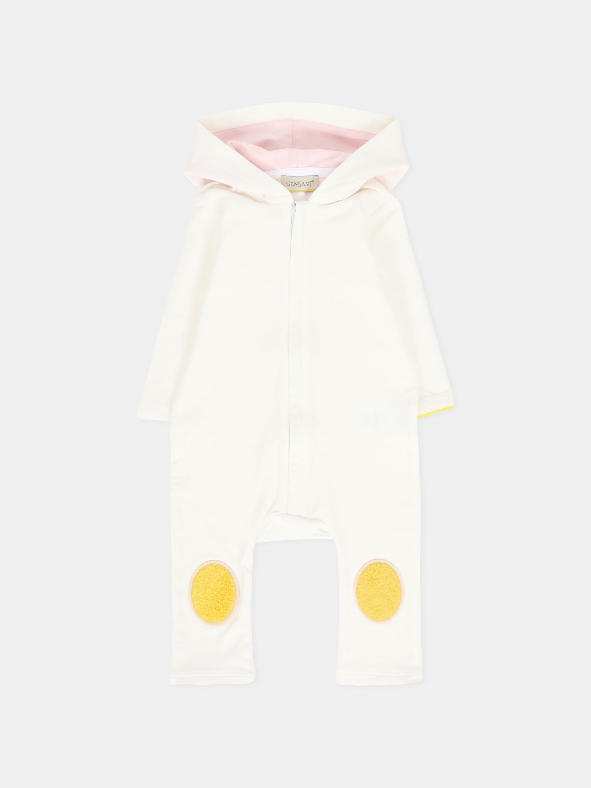 Tutina avorio per neonato con alpachino,Gensami,HOODIE-ALP-J OFF WHITE/BLUE EARS
