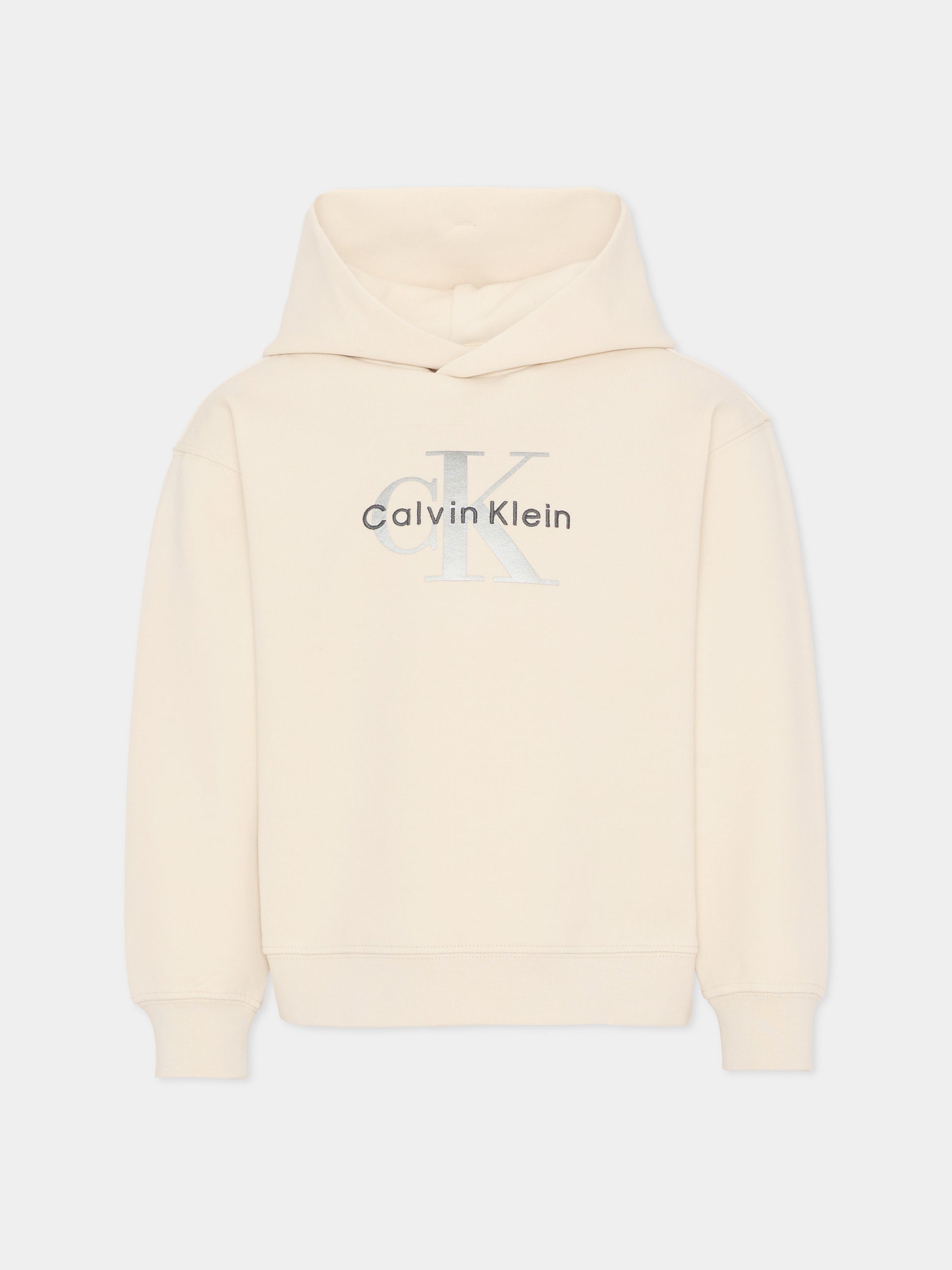 Felpa bianca per bambini con logo,Calvin Klein Kids,IB0IB02615 PGB