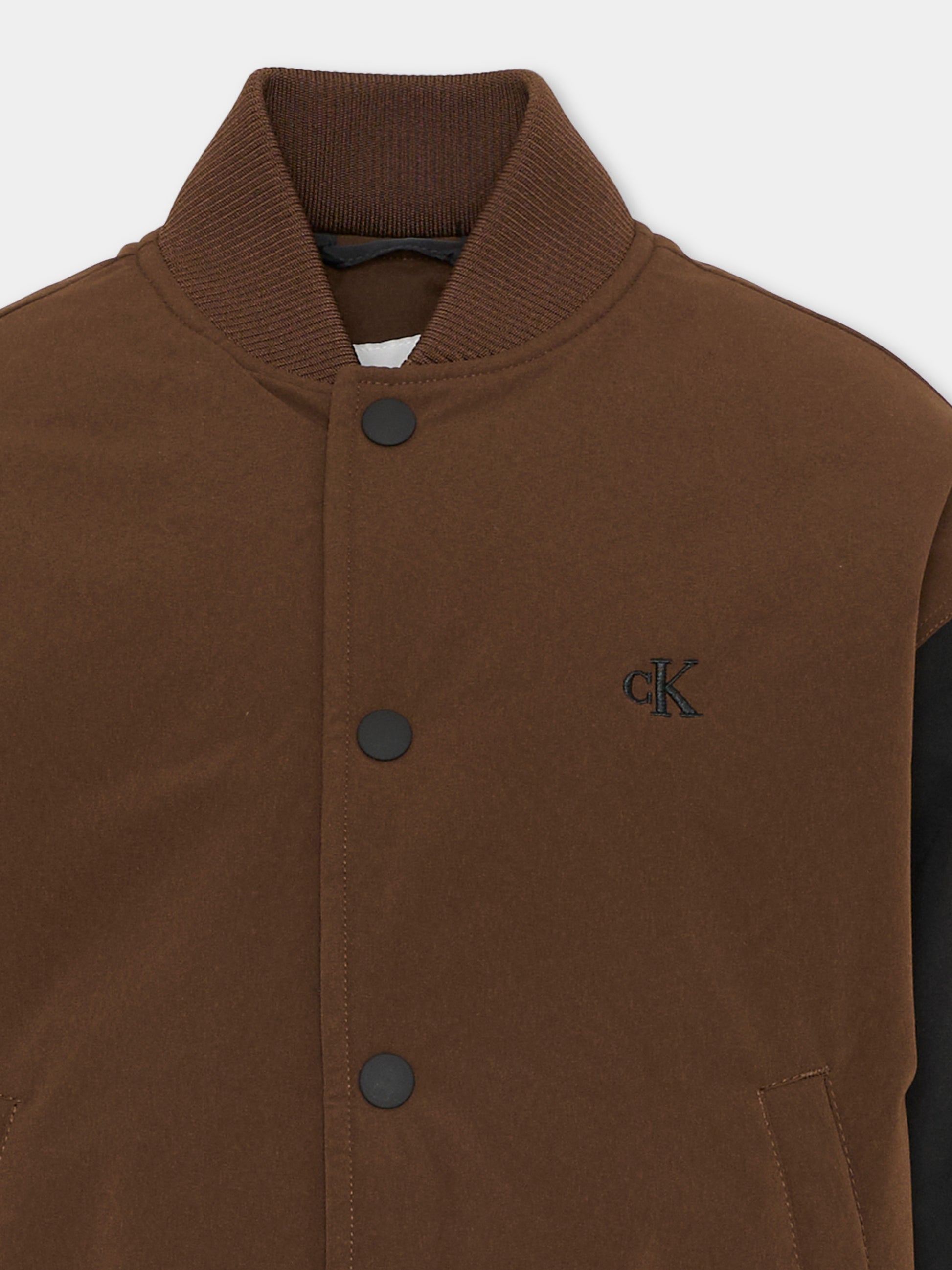 Bomber marrone per bambino con logo,Calvin Klein Kids,IB0IB02629 GV0