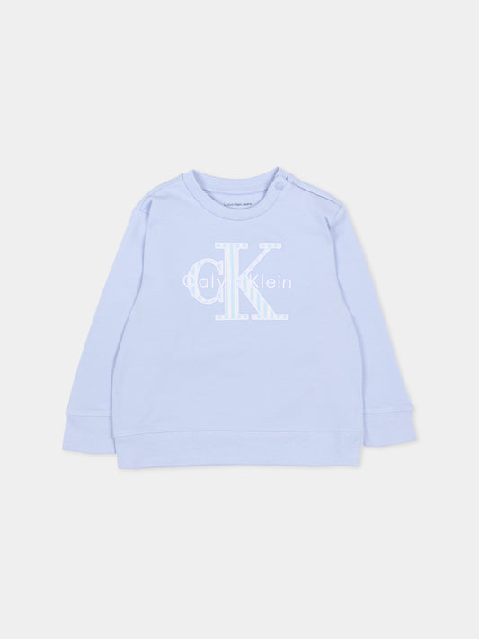 Felpa celeste per neonato con logo,Calvin Klein Kids,IN0IN00346 C5O