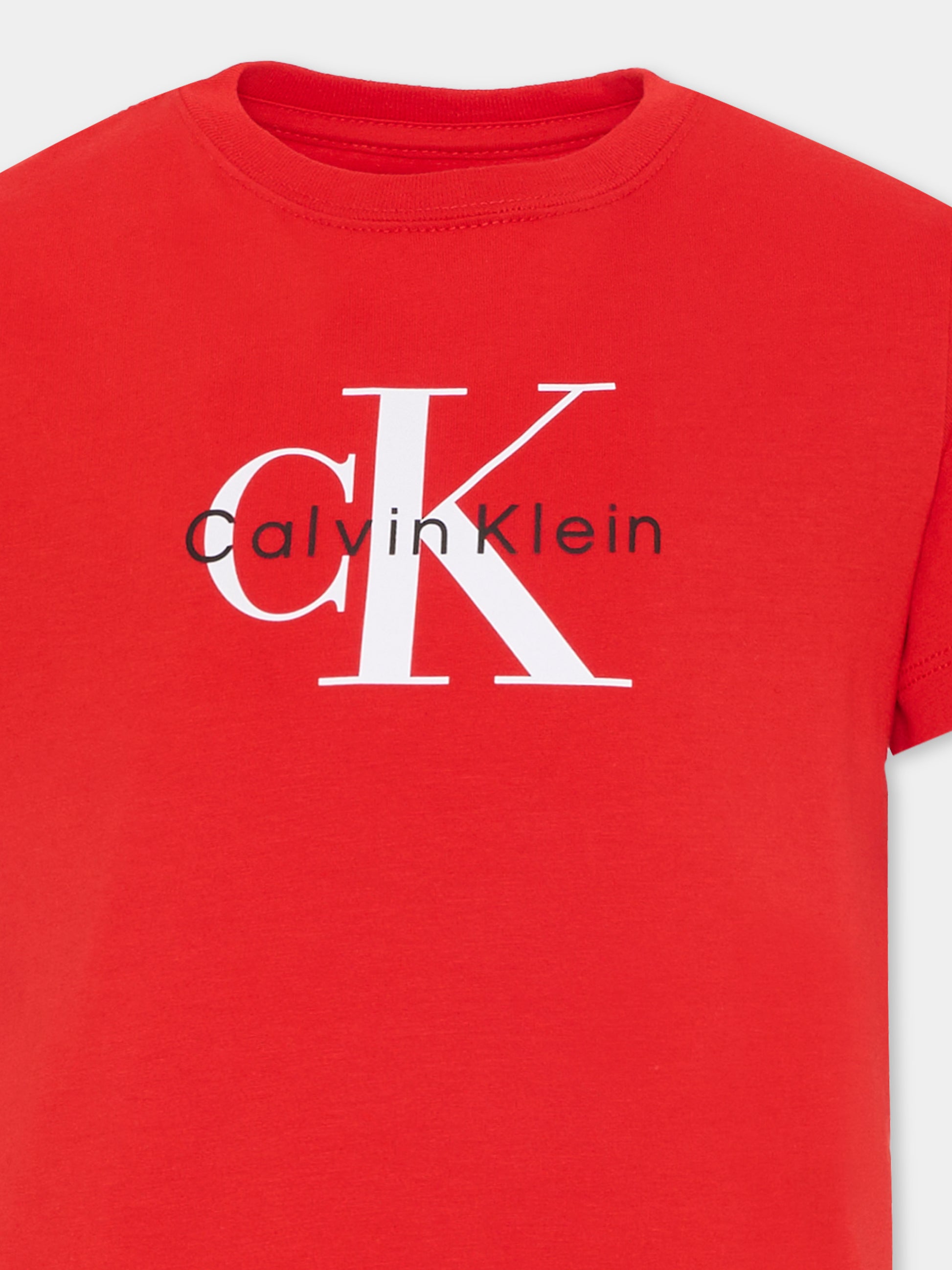 T-shirt rossa per bambini con logo,Calvin Klein Kids,IU0IU00715 X0A