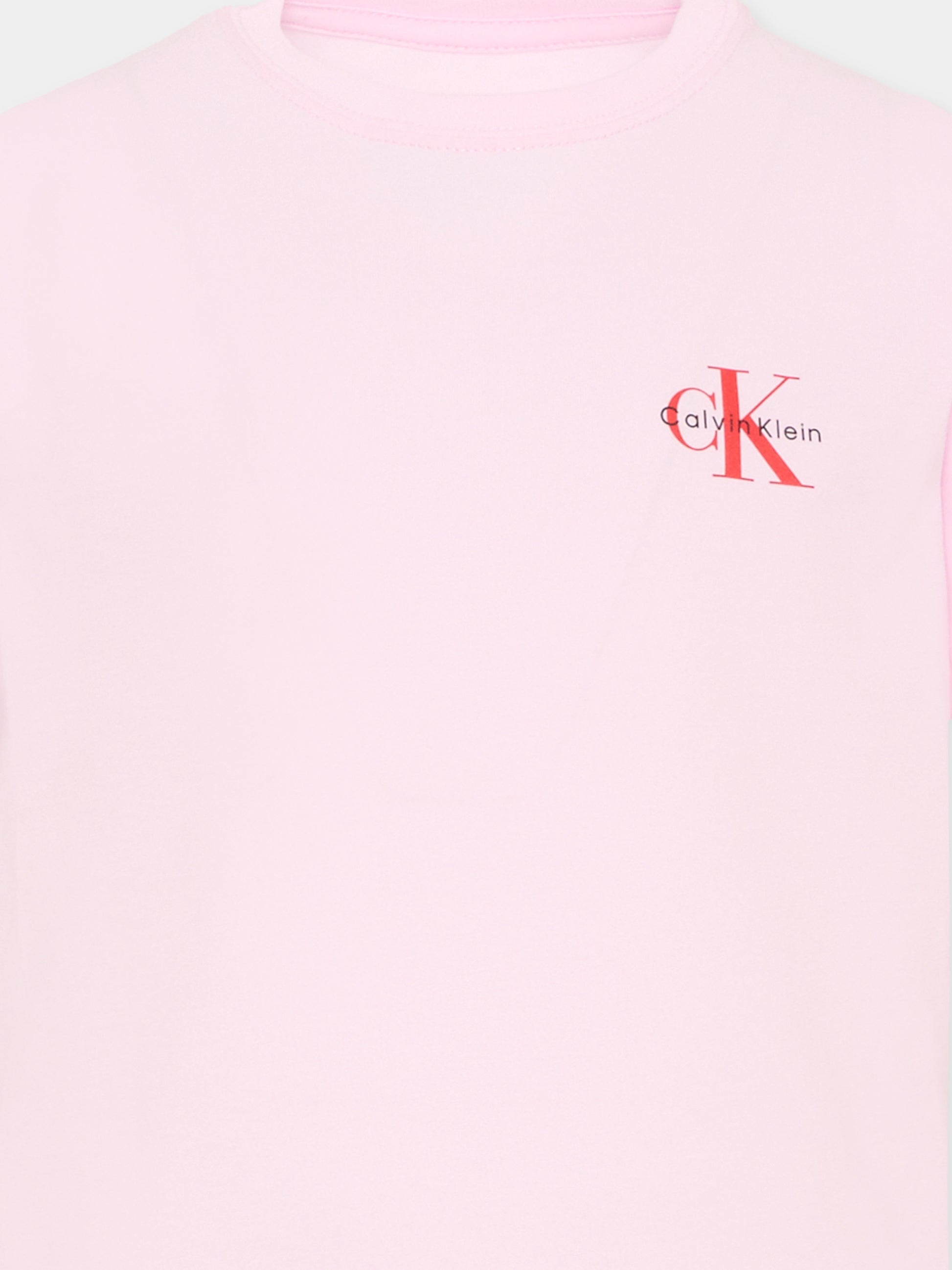 T-shirt rosa per bambina con logo,Calvin Klein Kids,IU0IU00719 TN9