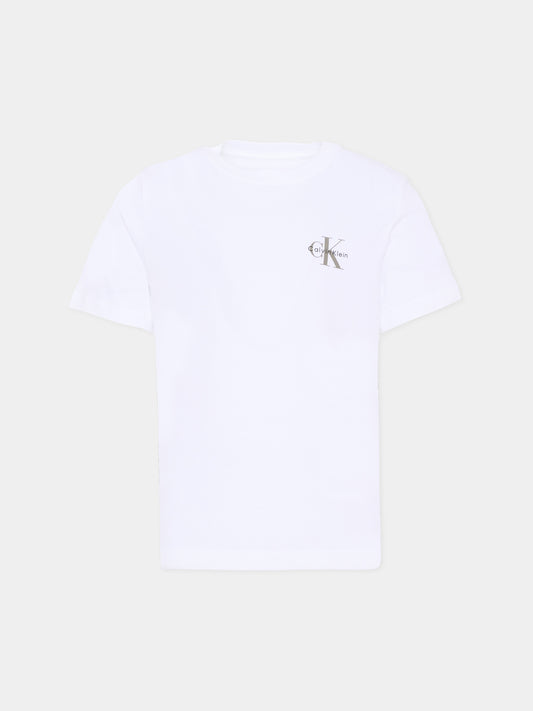 T-shirt bianca per bambini con logo,Calvin Klein Kids,IU0IU00719 YAF