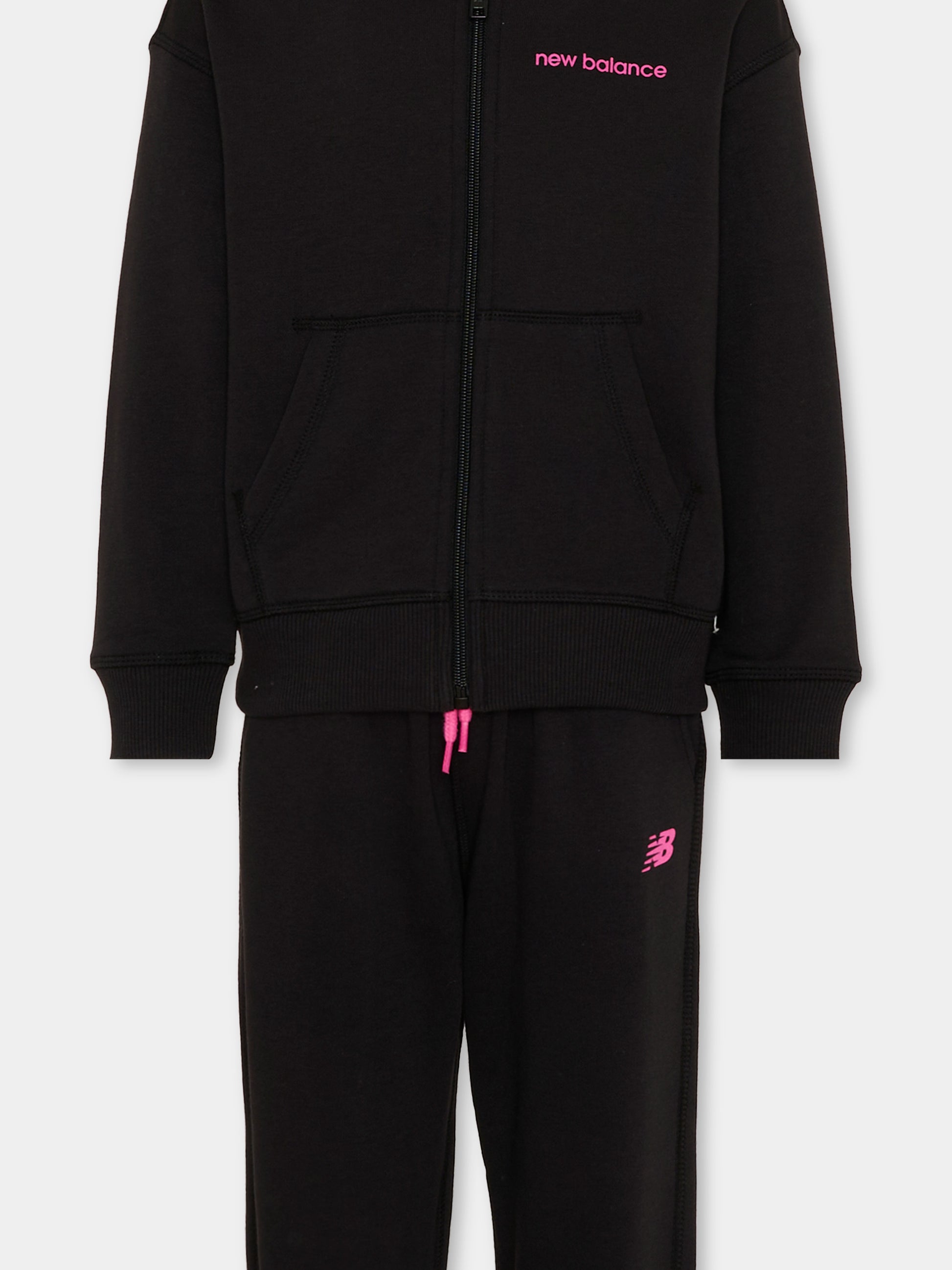Completo sportivo nero per bambina con logo,New Balance,YS61U95L BK