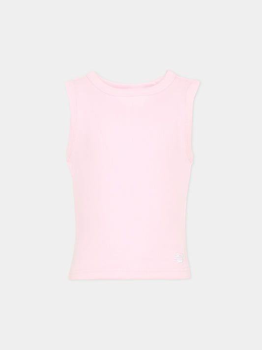 Canotta rosa per bambina con logo,New Balance,YT61L5FG LIR