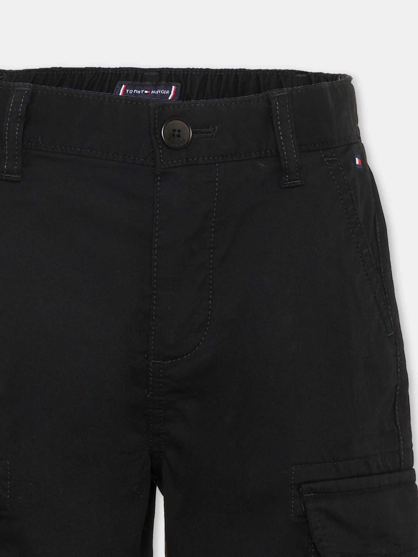 Shorts nero per bambino con bandierina,Tommy Hilfiger Junior,KB0KB10024 BDS