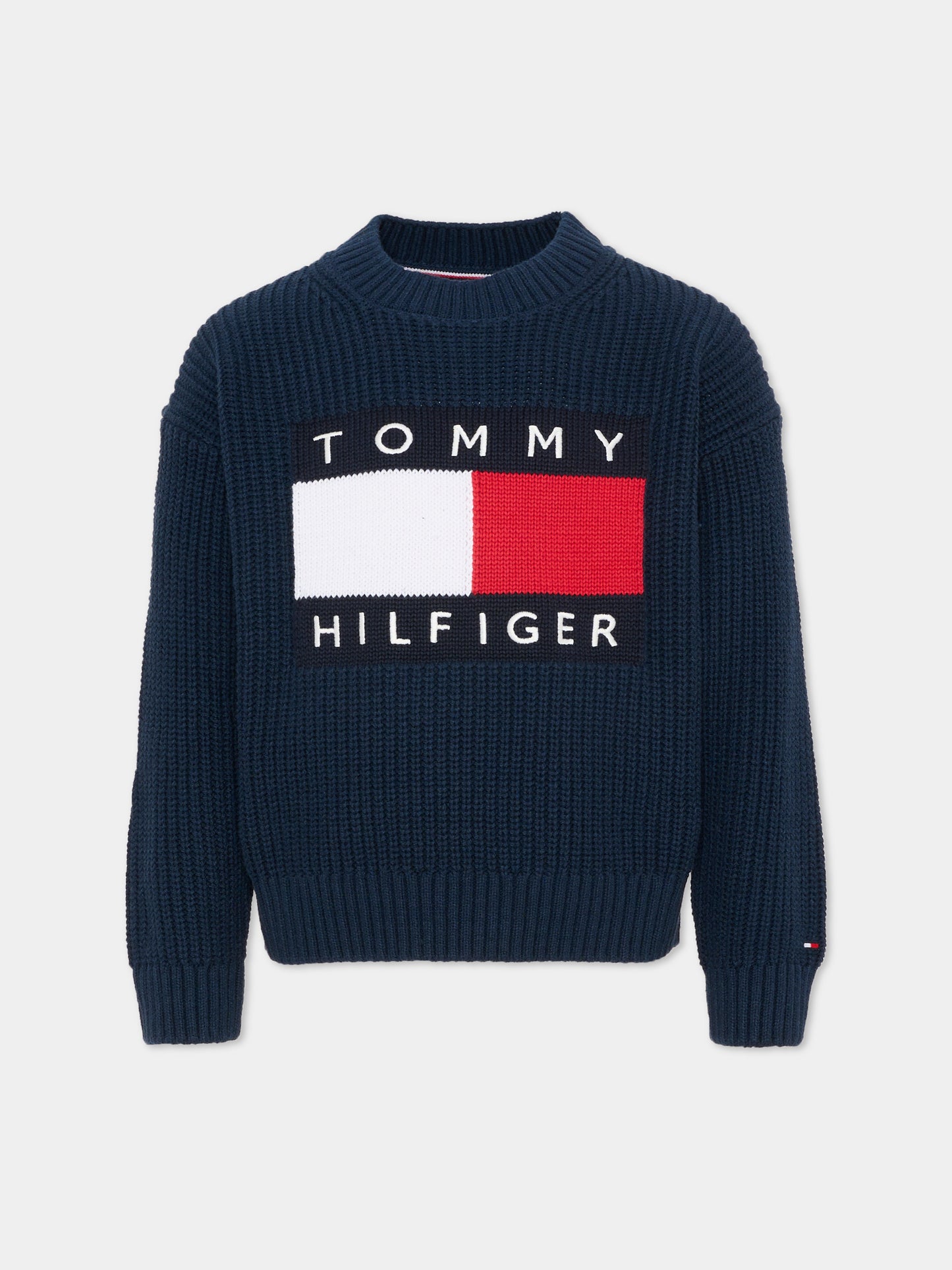 Maglione blu per bambini con logo,Tommy Hilfiger Junior,KB0KB10071 C1G