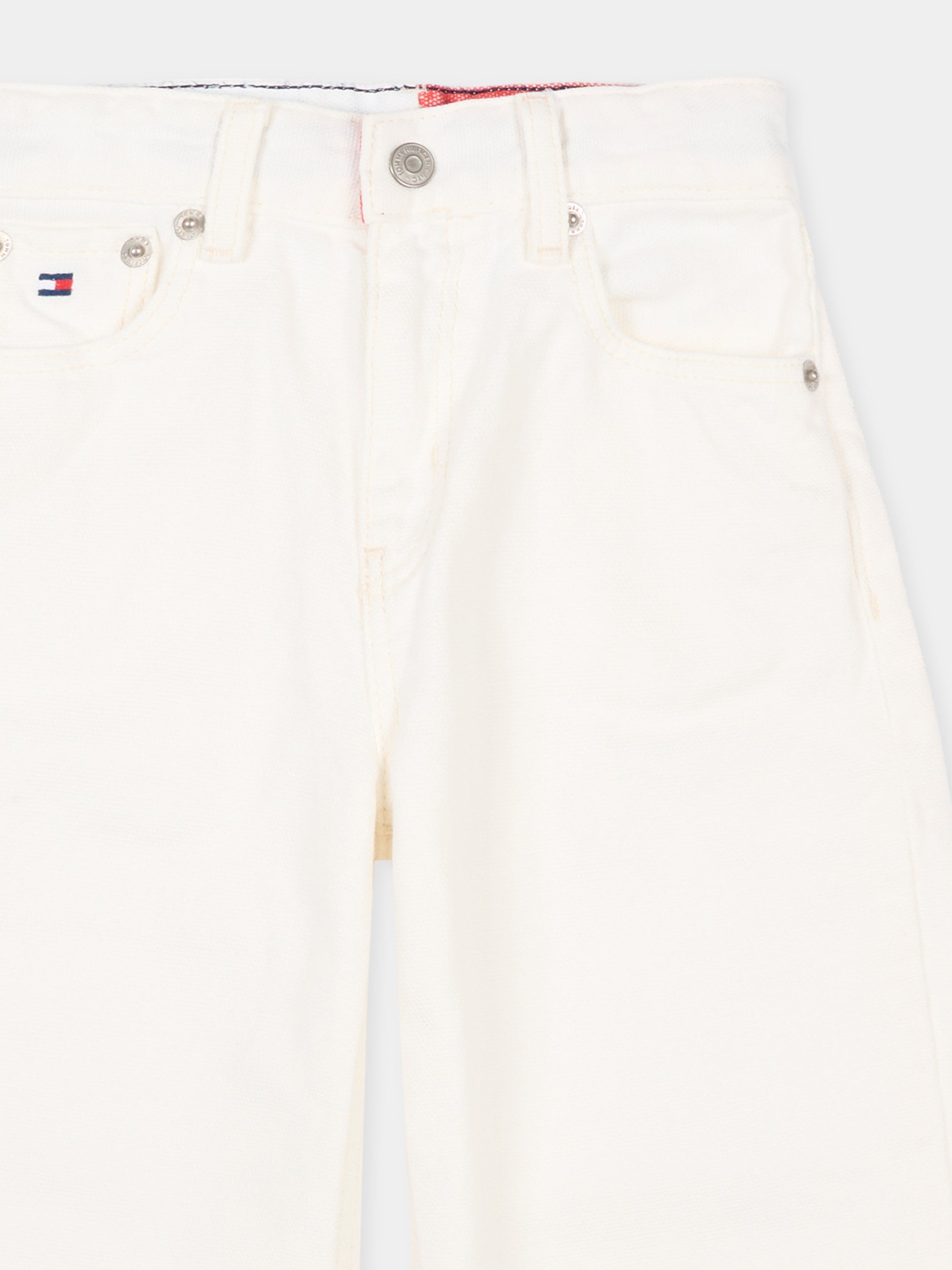 Jeans bianco per bambino con bandiera,Tommy Hilfiger Junior,KB0KB10342 1CD