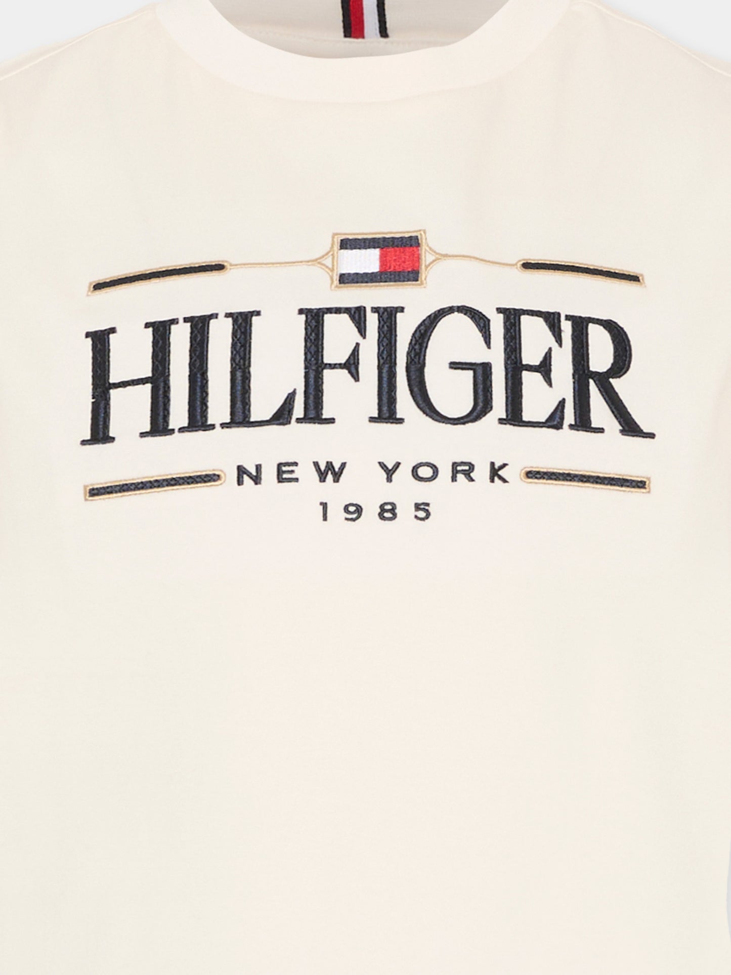 T-shirt avorio per bambino con logo,Tommy Hilfiger Junior,KB0KB10360 YBH