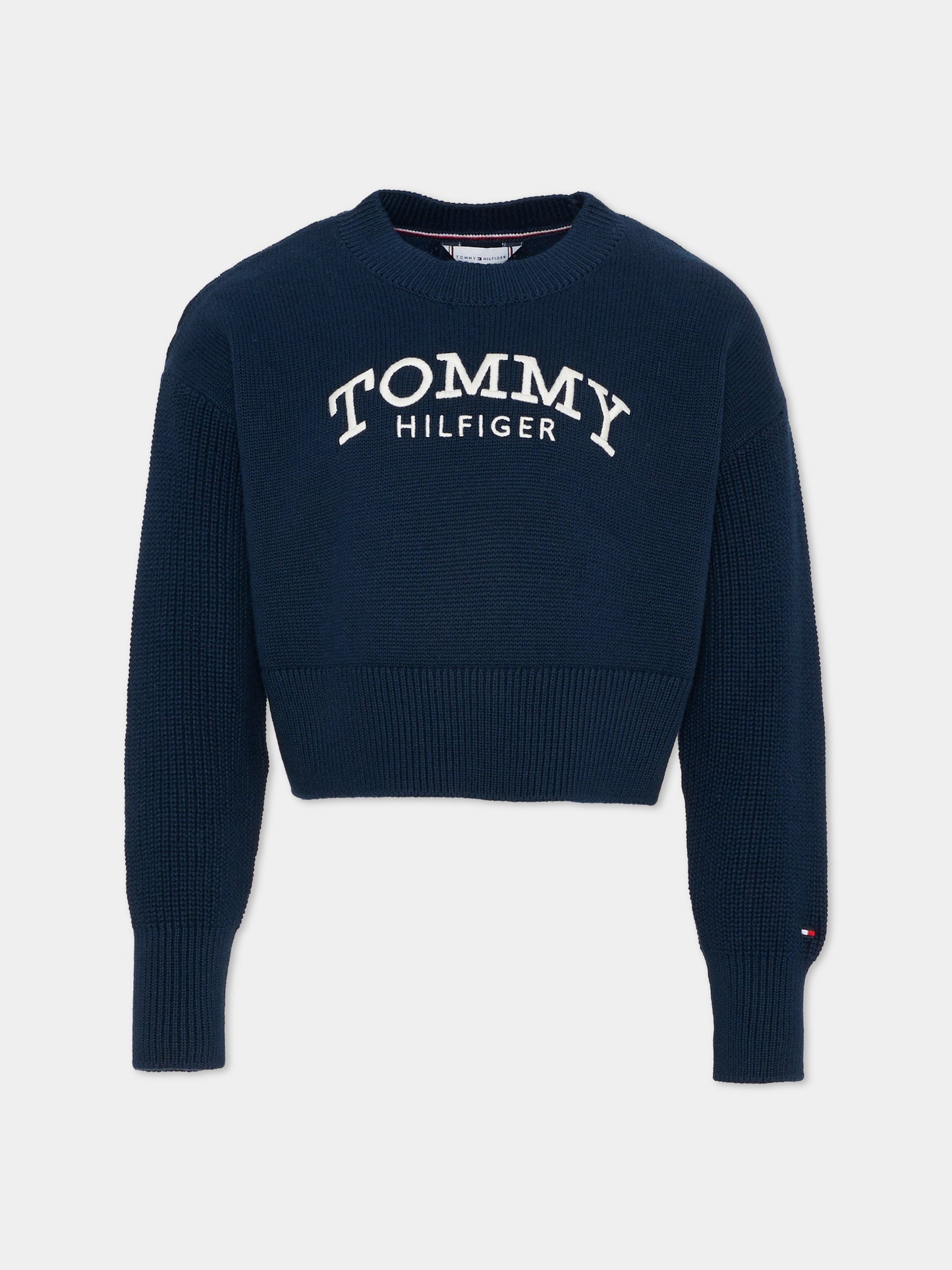 Maglione blu per bambina con logo,Tommy Hilfiger Junior,KG0KG08921 C1G