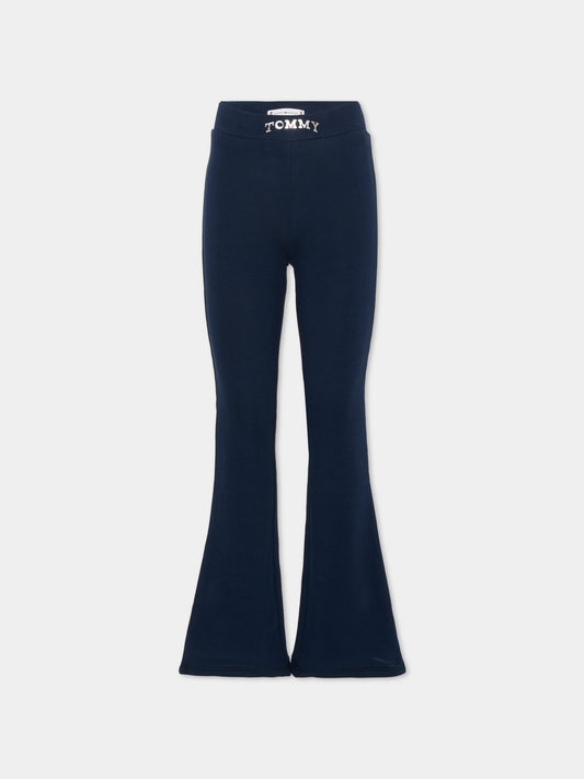 Leggings blu per bambina con logo,Tommy Hilfiger Junior,KG0KG08980 C1G