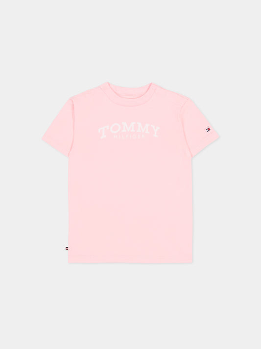 T-Shirt a manica corta rosa per neonata con logo,Tommy Hilfiger Junior,KN0KN02146 TG7